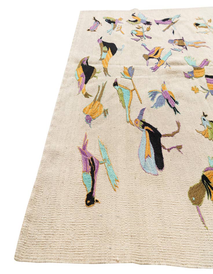 Detail image of 5' 1 x 6' 6 Hand Woven Kilim Suzani Wool Rug