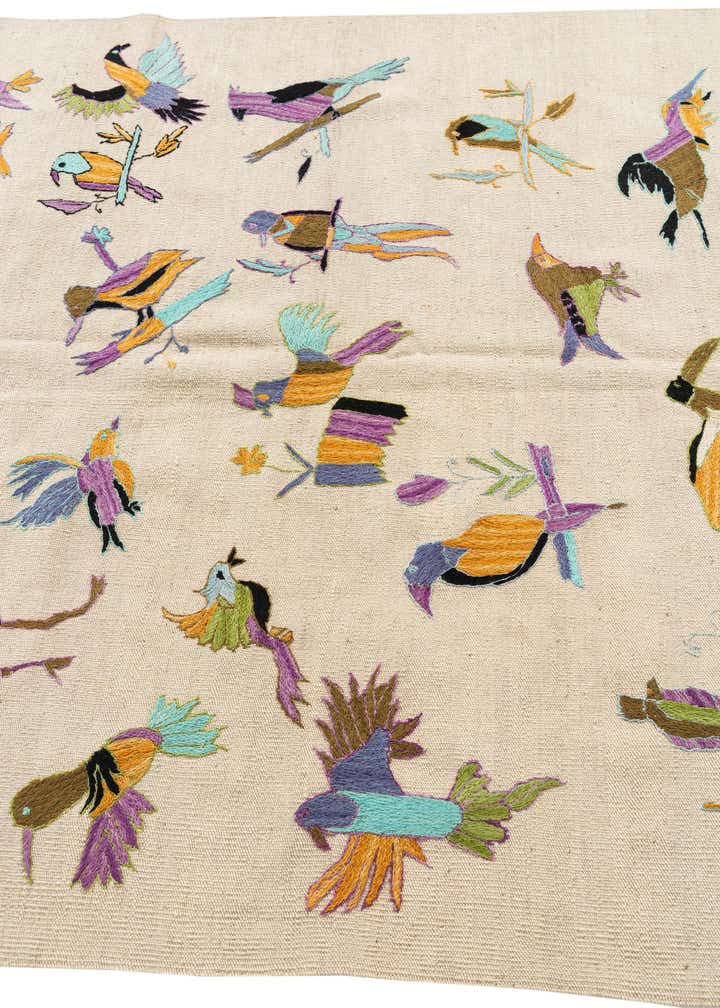 5' 1 x 6' 6 Hand Woven Kilim Suzani Wool Rug
