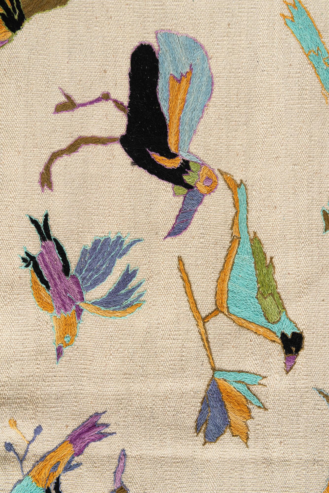 5' 1 x 6' 6 Hand Woven Kilim Suzani Wool Rug