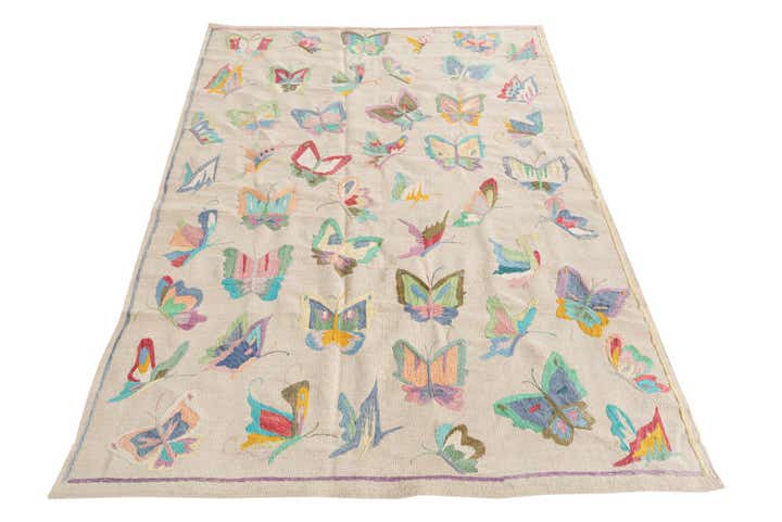 4' 6 x 6' 4 Hand Woven Kilim Suzani Wool Rug