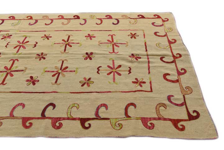 5' 7 x 7' 8 Hand Woven Kilim Suzani Wool Rug
