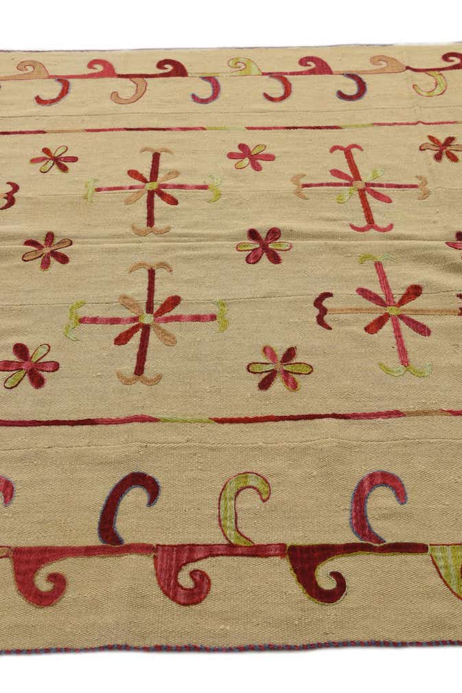 5' 7 x 7' 8 Hand Woven Kilim Suzani Wool Rug