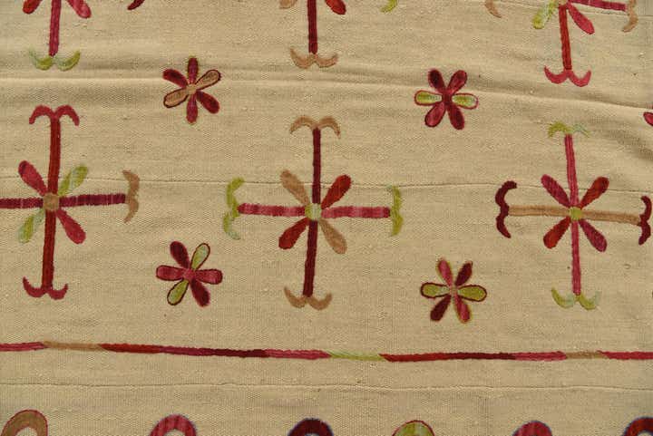 5' 7 x 7' 8 Hand Woven Kilim Suzani Wool Rug