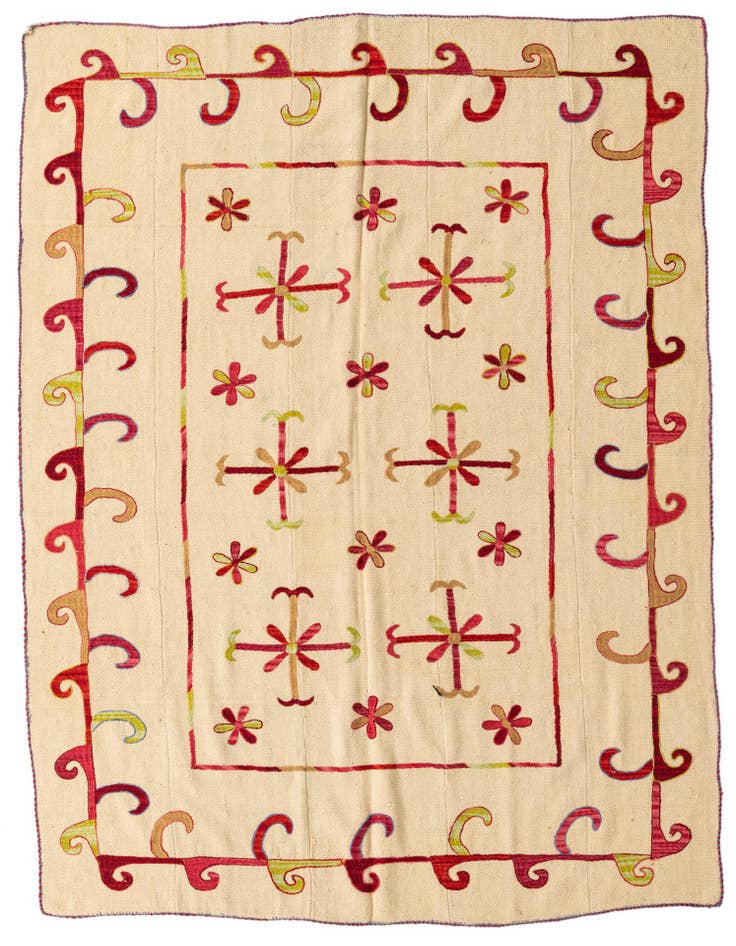 Detail image of 5' 7 x 7' 8 Hand Woven Kilim Suzani Wool Rug