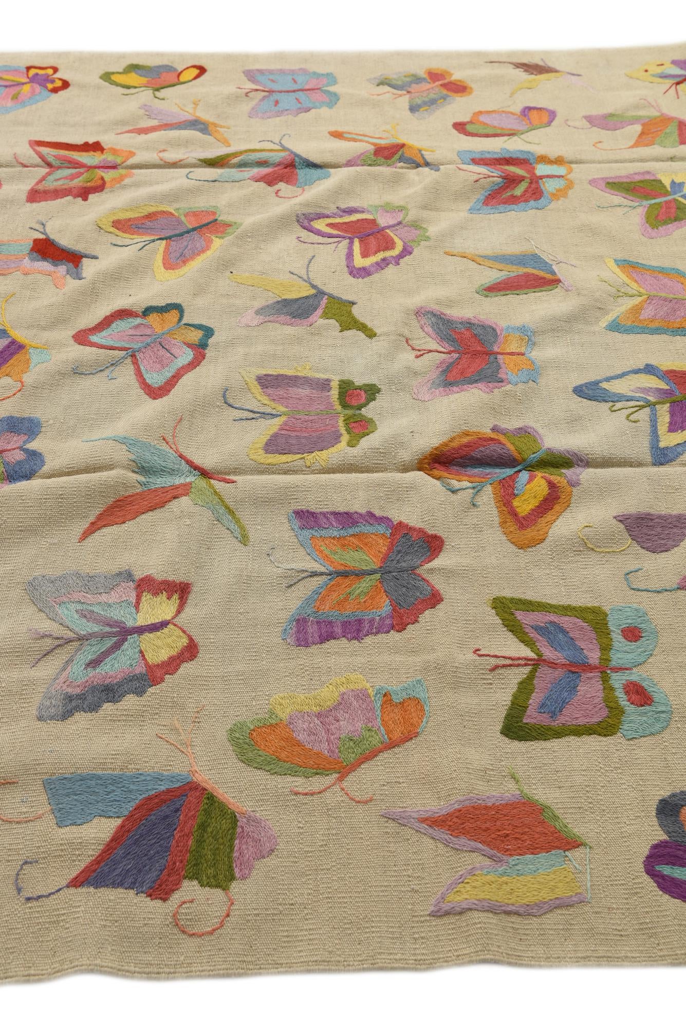 6' 7 x 9' 2 Hand Woven Kilim Suzani Wool Rug
