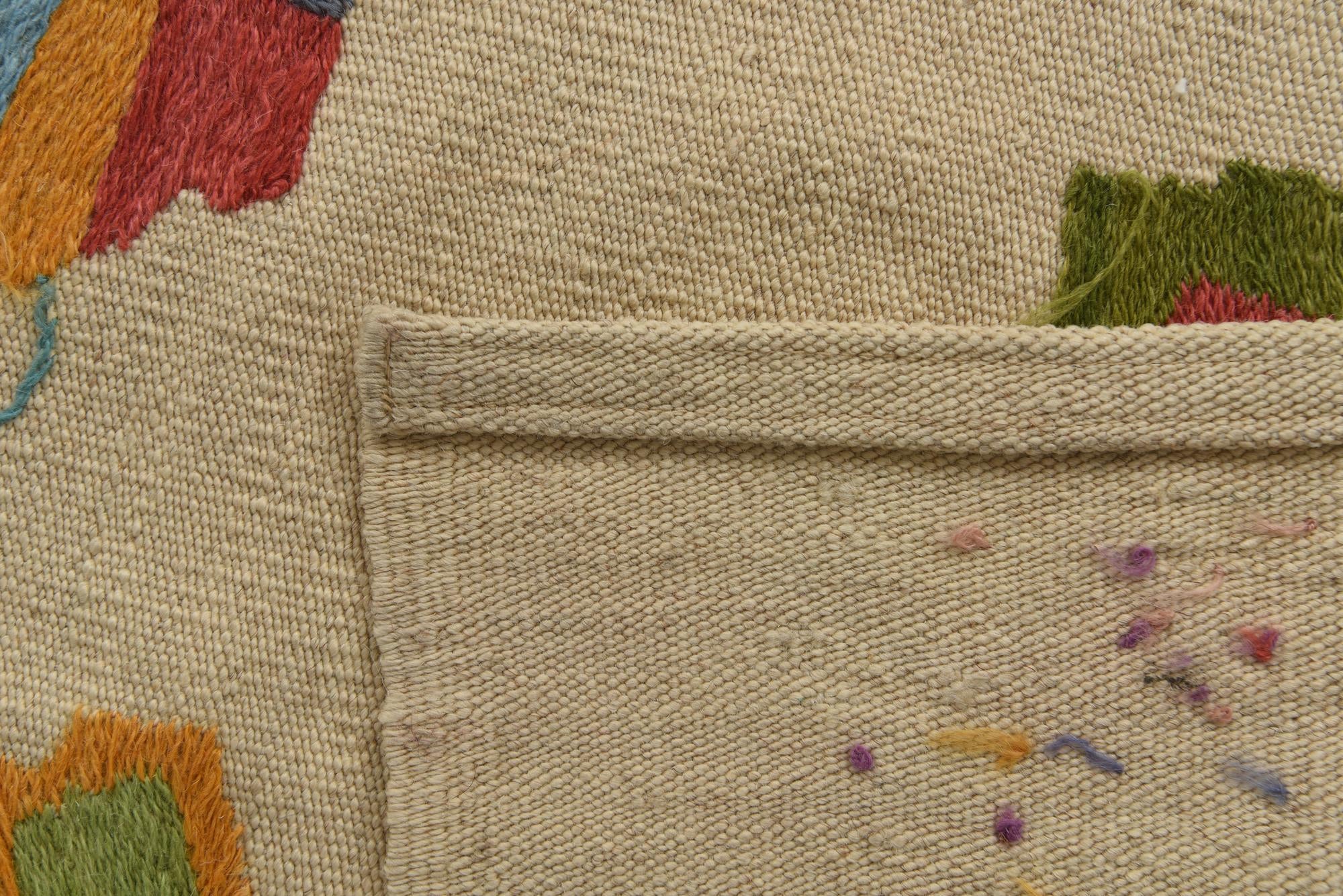 6' 7 x 9' 2 Hand Woven Kilim Suzani Wool Rug