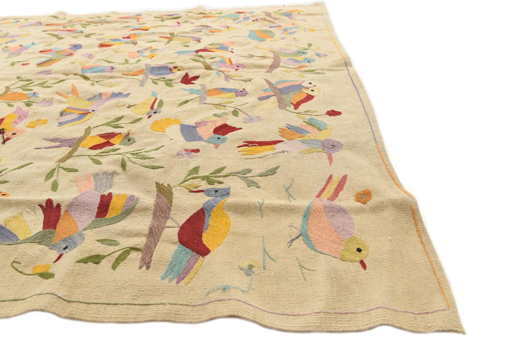 7' 6 x 9' 3 Hand Woven Kilim Suzani Wool Rug
