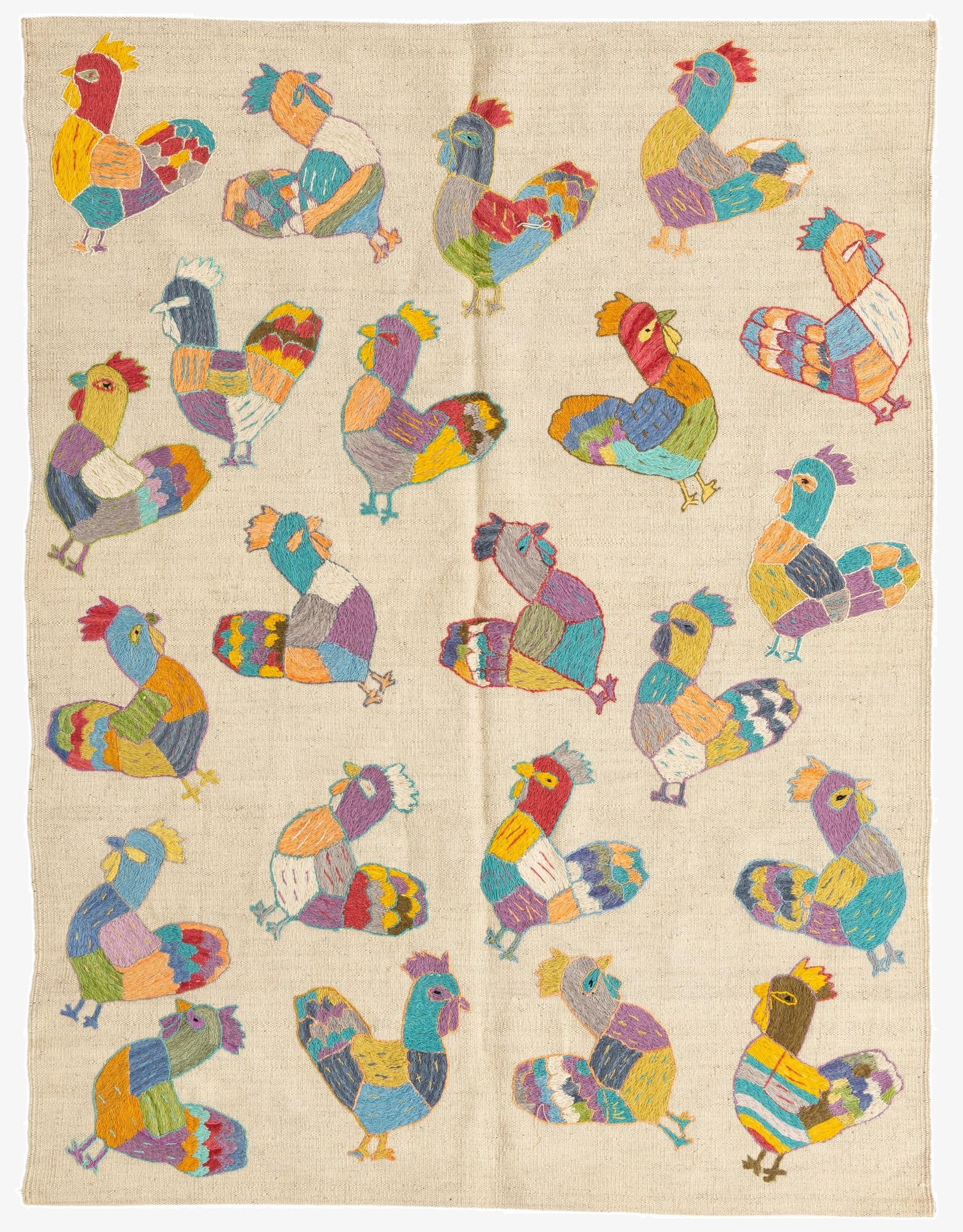 4' 2 x 5' 5  Hand Woven Kilim Suzani Wool Rug