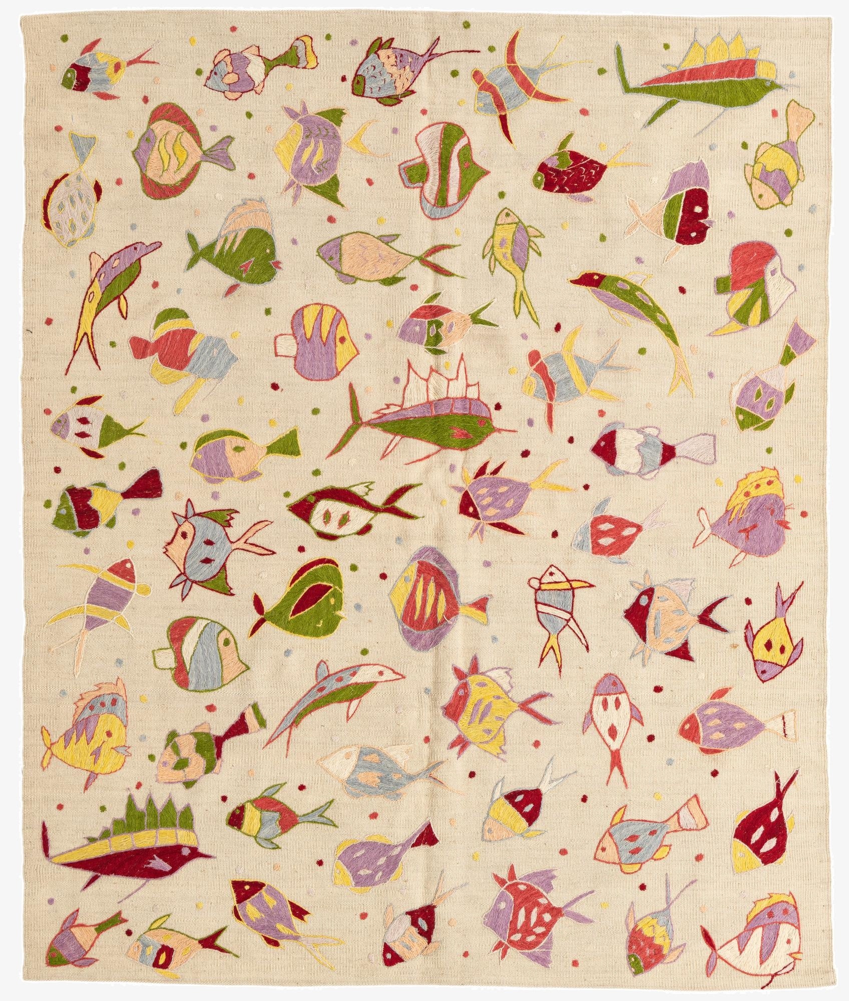 5' x 6' 1  Hand Woven Kilim Suzani Wool Rug