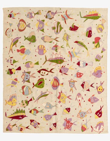 5' x 6' 1 Hand Woven Kilim Suzani Wool Rug