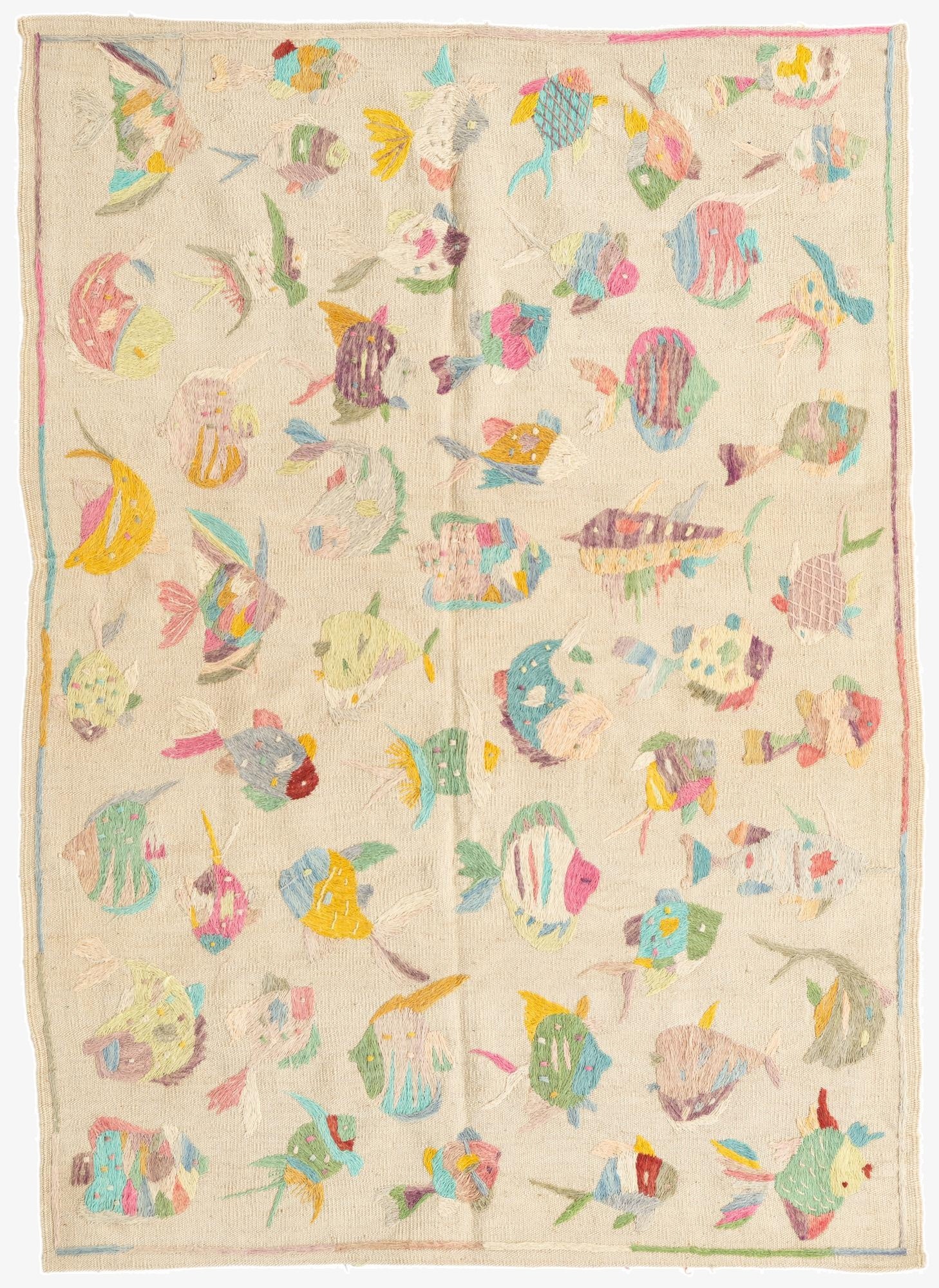 4' x 5' 8  Hand Woven Kilim Suzani Wool Rug