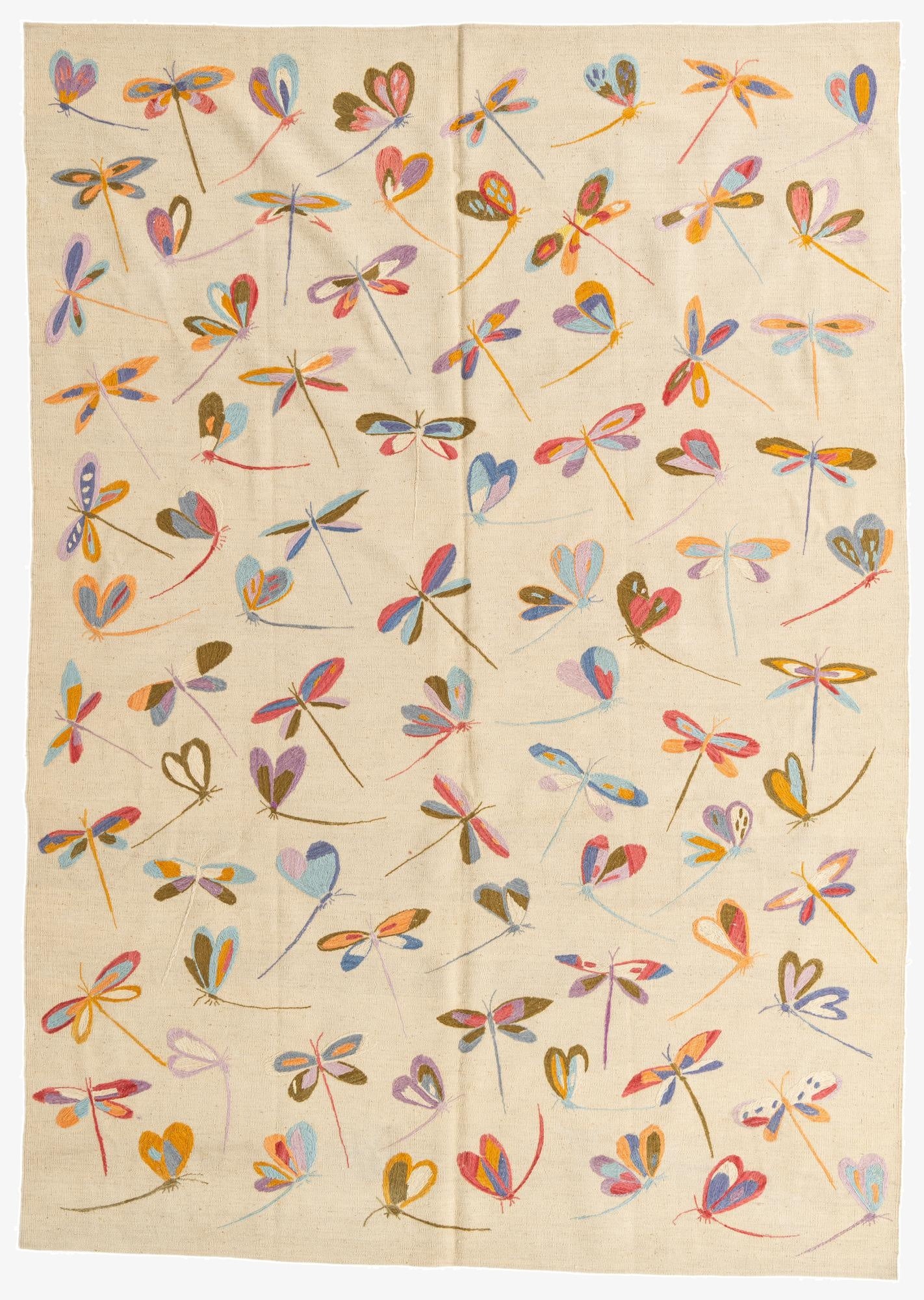 6' 7 x 9' 4  Hand Woven Kilim Suzani Wool Rug