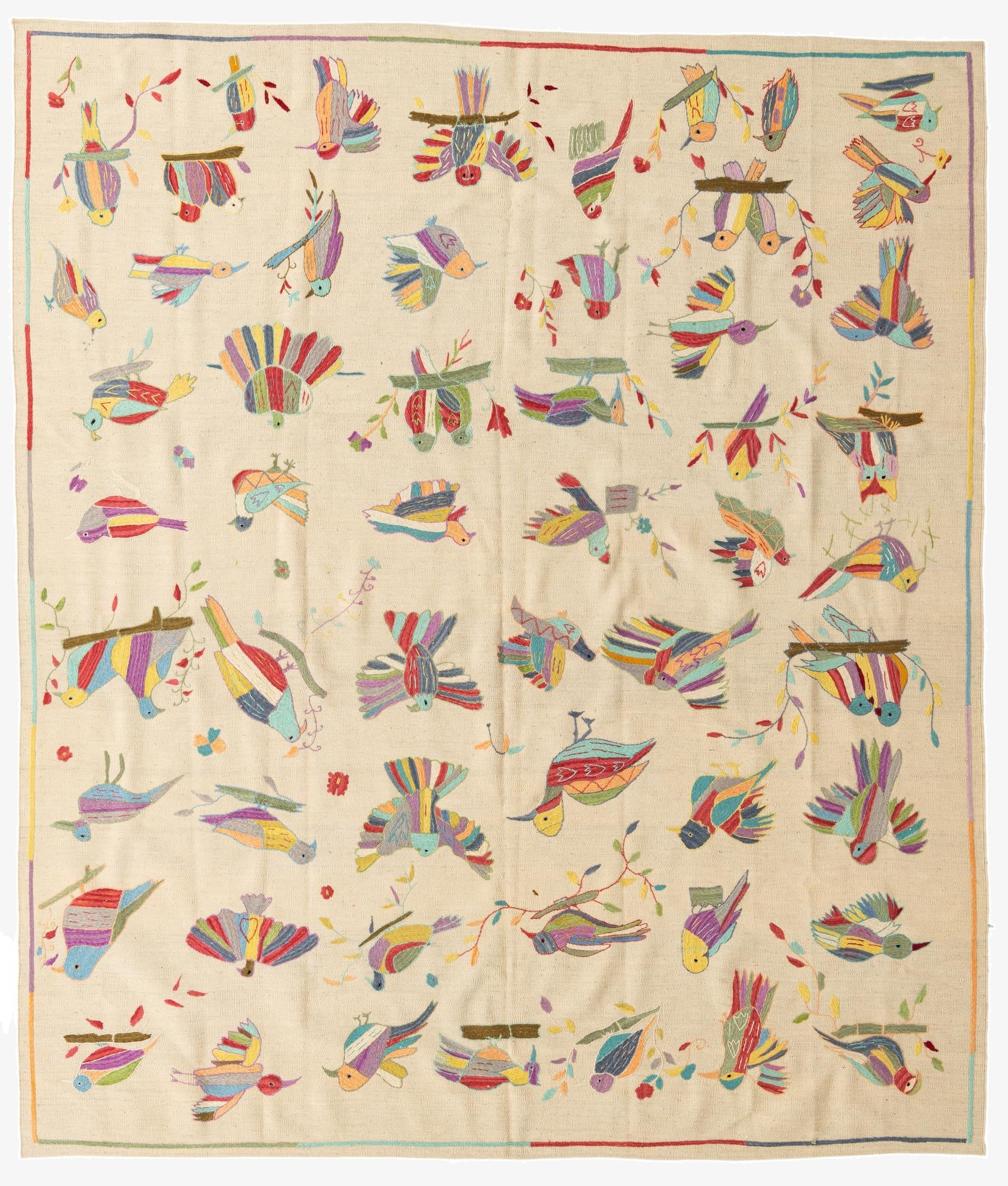 8' 2 x 9' 7  Hand Woven Kilim Suzani Wool Rug