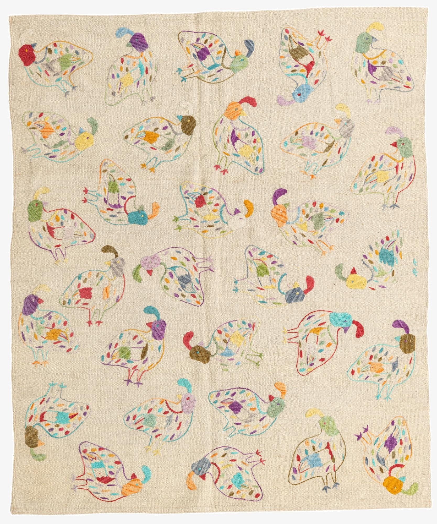 5' 2 x 6' 1  Hand Woven Kilim Suzani Wool Rug