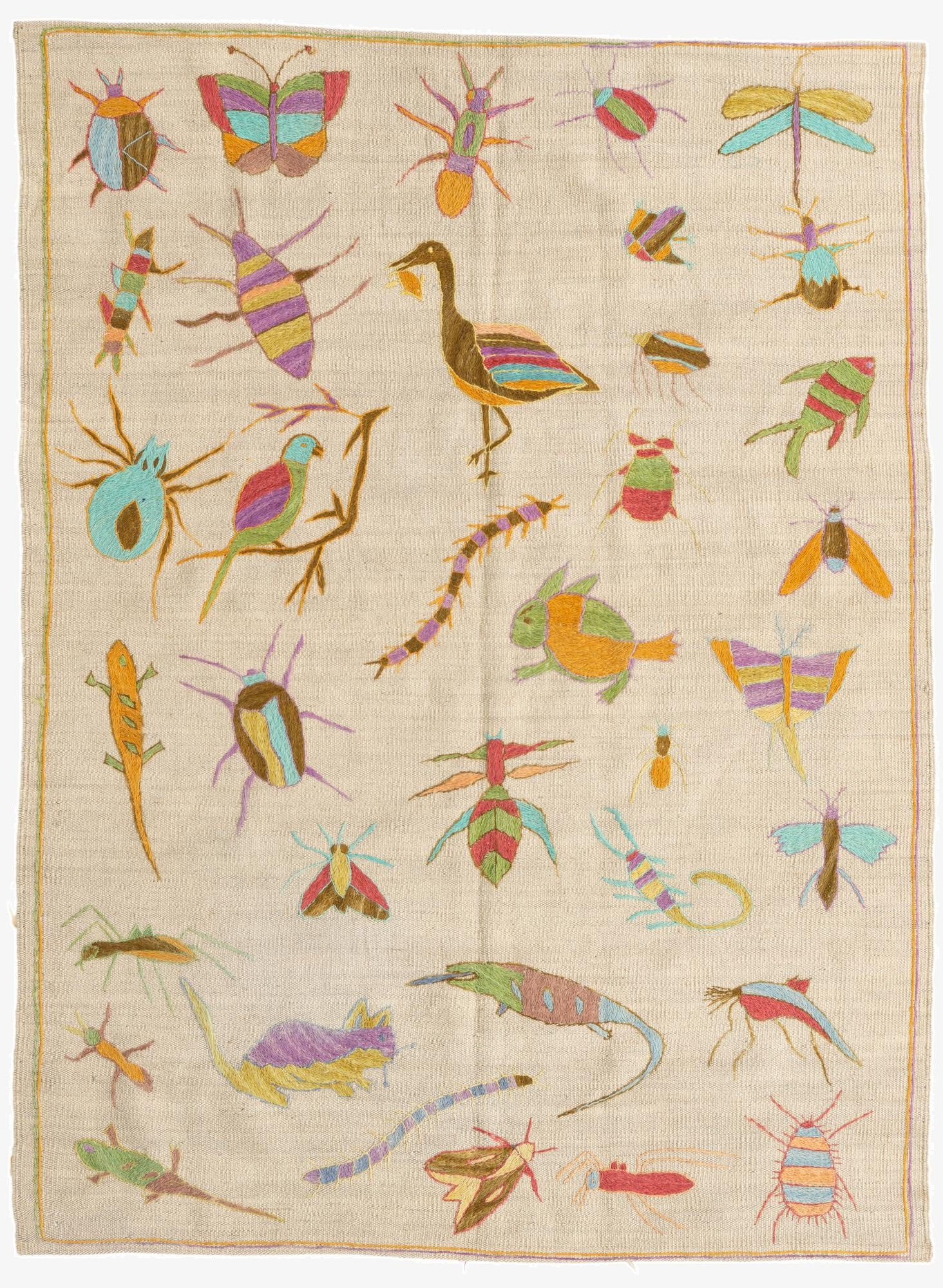 4' 2 x 5' 7  Hand Woven Kilim Suzani Wool Rug