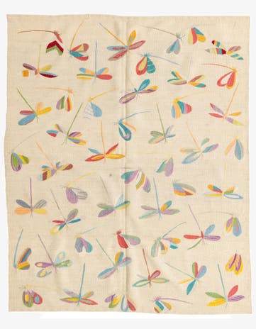 5' 1 x 6' 2 Hand Woven Kilim Suzani Wool Rug