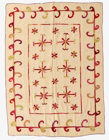 5' 7 x 7' 8 Hand Woven Kilim Suzani Wool Rug