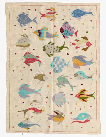 4' 2 x 5' 9 Hand Woven Kilim Suzani Wool Rug