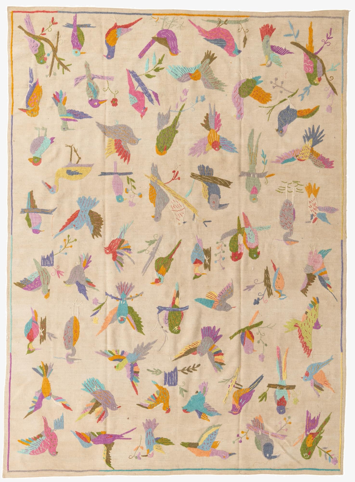 6' 9 x 9' 3  Hand Woven Kilim Suzani Wool Rug