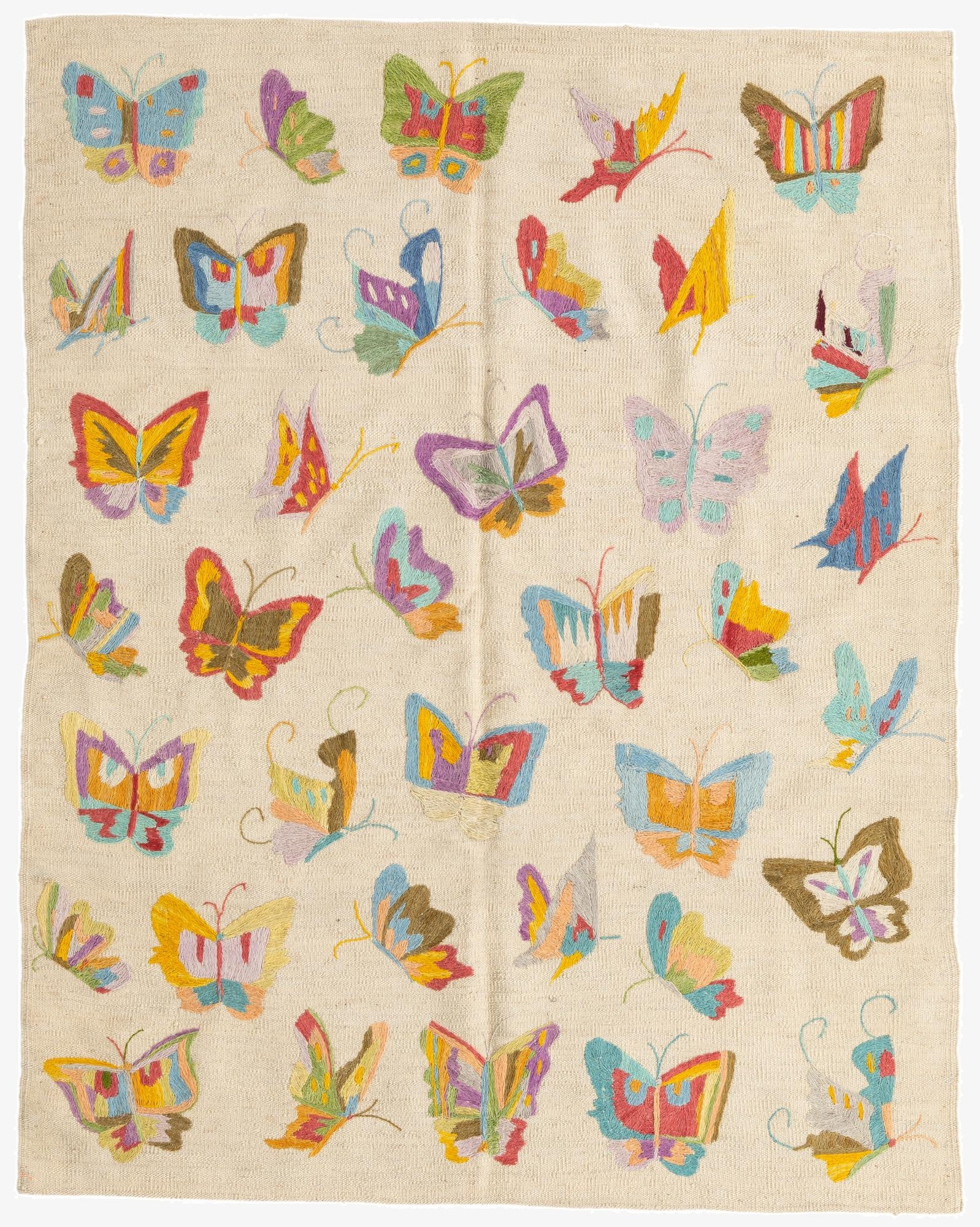 4' 5 x 5' 7  Hand Woven Kilim Suzani Wool Rug