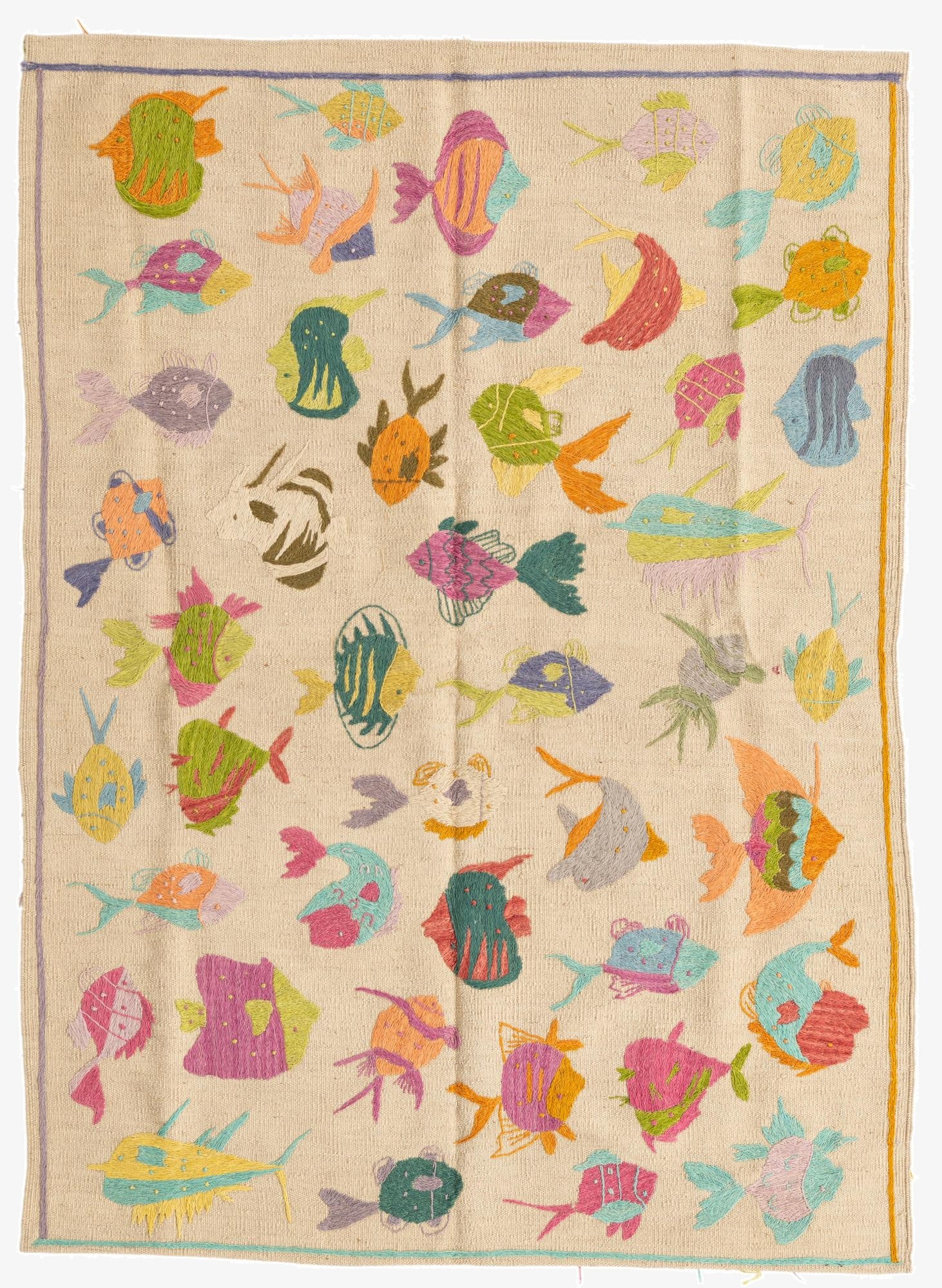 4' x 5' 7  Hand Woven Kilim Suzani Wool Rug