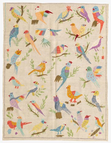 4' 2 x 5' 5 Hand Woven Kilim Suzani Wool Rug