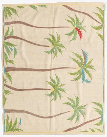 5' 1 x 6' 6 Hand Woven Kilim Suzani Wool Rug