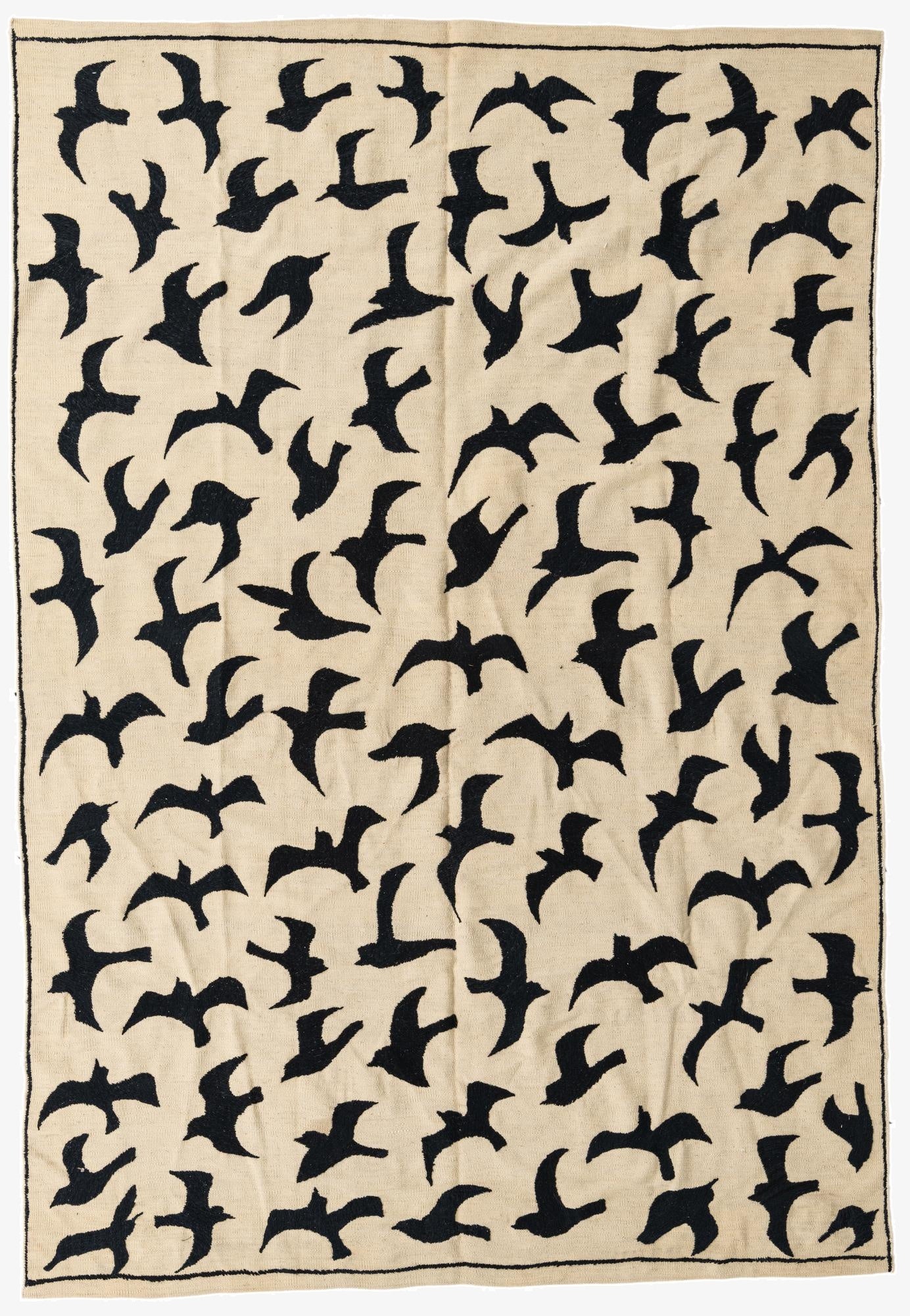 6' 8 x 9' 8  Hand Woven Kilim Suzani Wool Rug