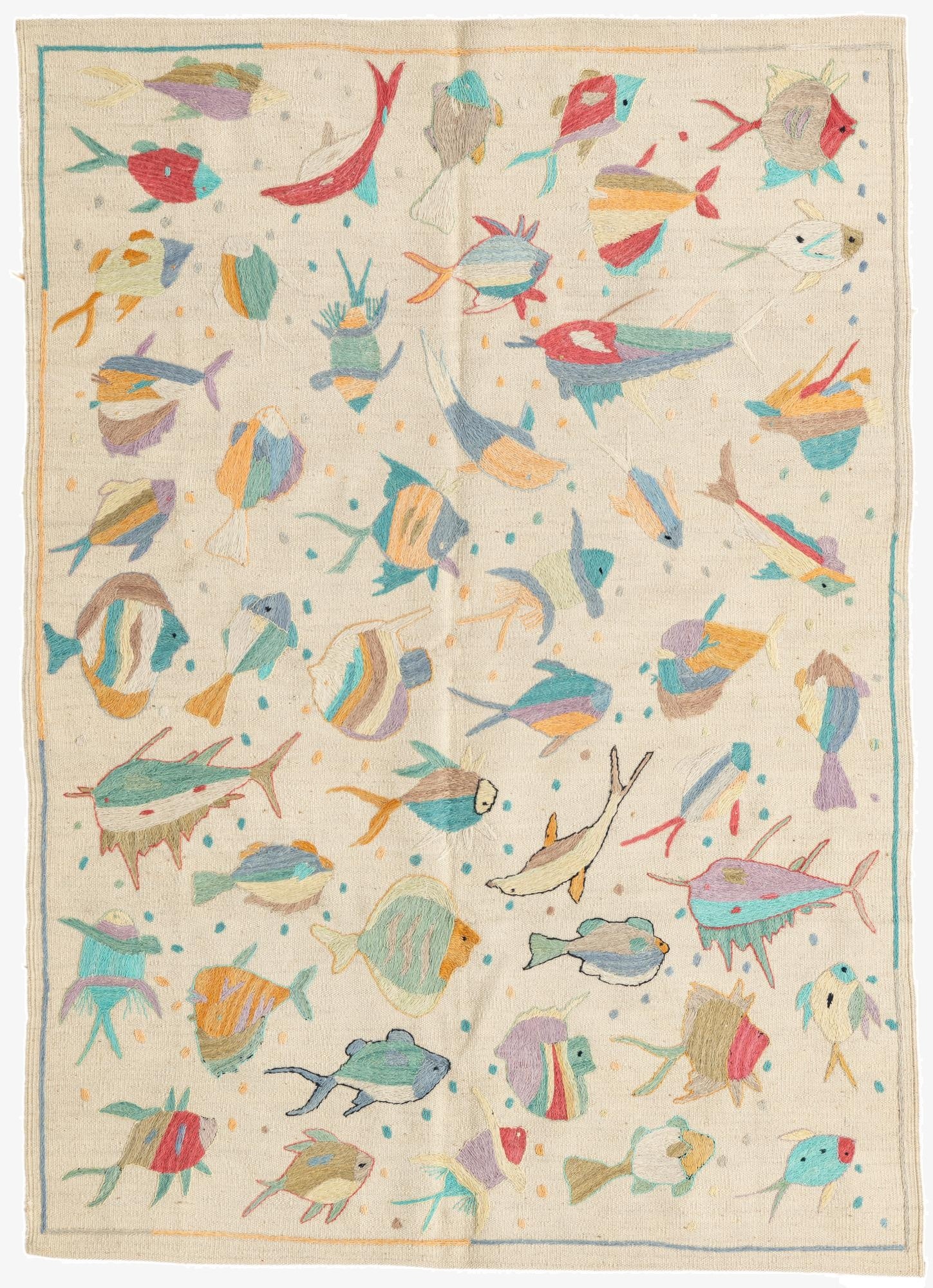 4' 2 x 6'  Hand Woven Kilim Suzani Wool Rug