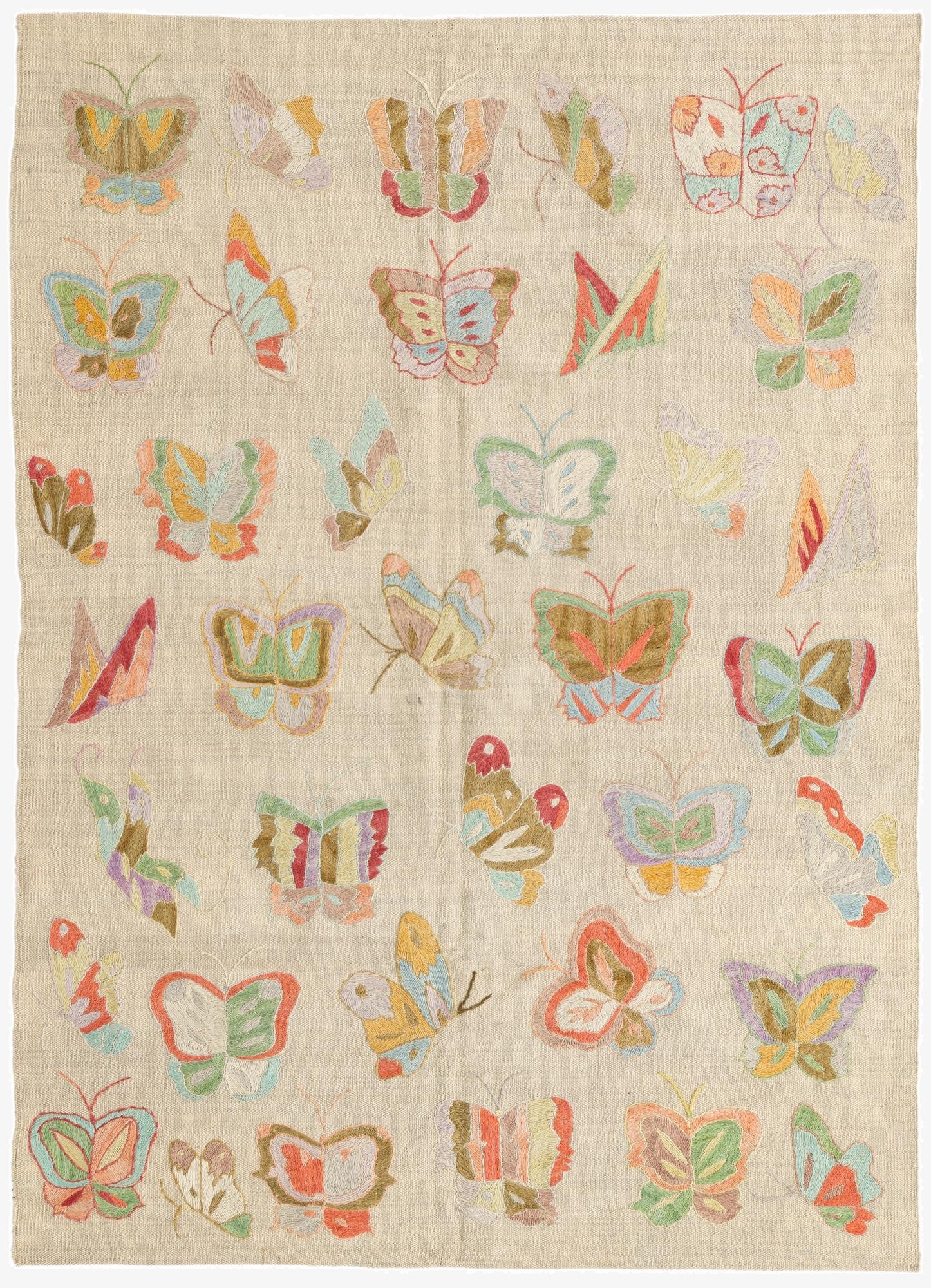 4' 3 x 5' 10  Hand Woven Kilim Suzani Wool Rug