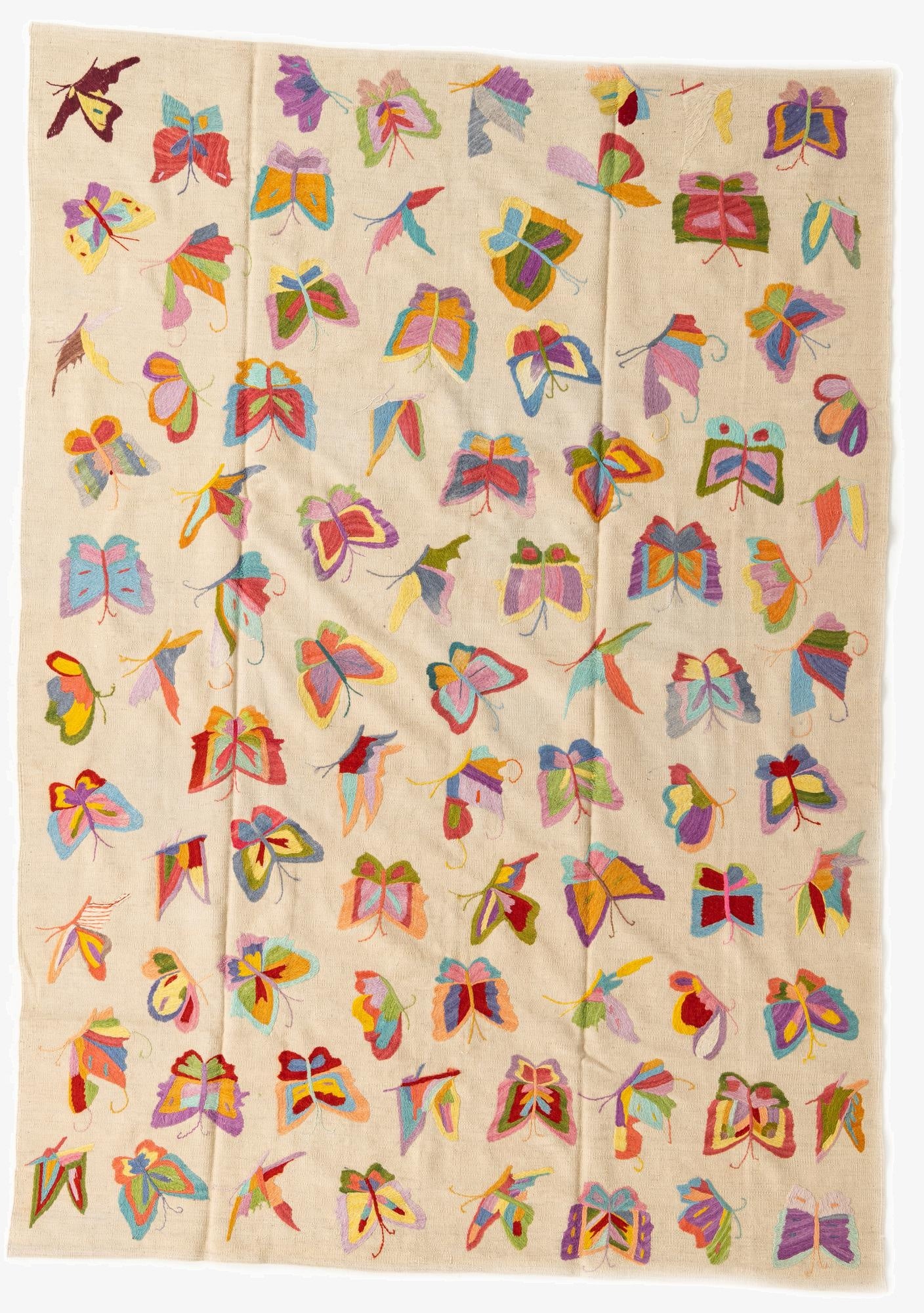 6' 7 x 9' 2  Hand Woven Kilim Suzani Wool Rug