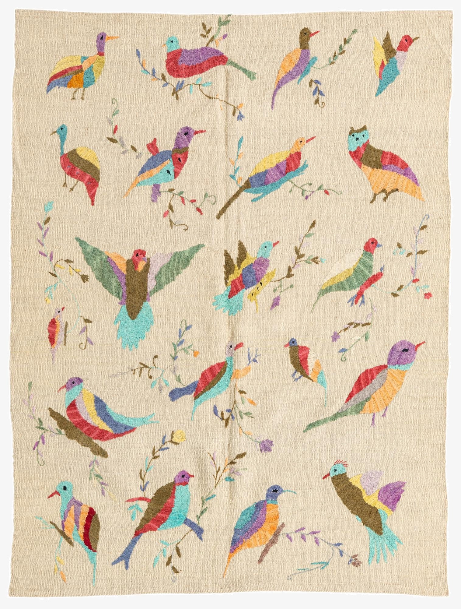 4' 2 x 5' 6  Hand Woven Kilim Suzani Wool Rug