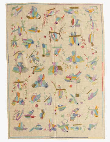 6' 9 x 9' 3 Hand Woven Kilim Suzani Wool Rug