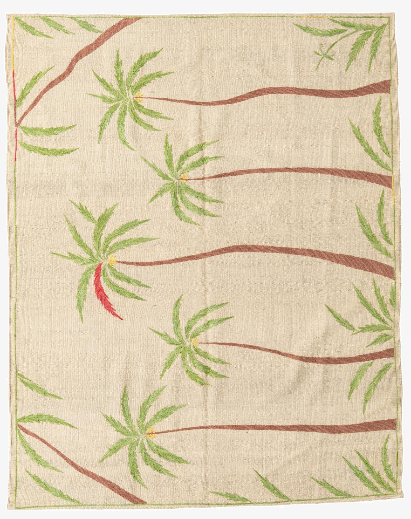 5' 9 x 7' 3  Hand Woven Kilim Suzani Wool Rug