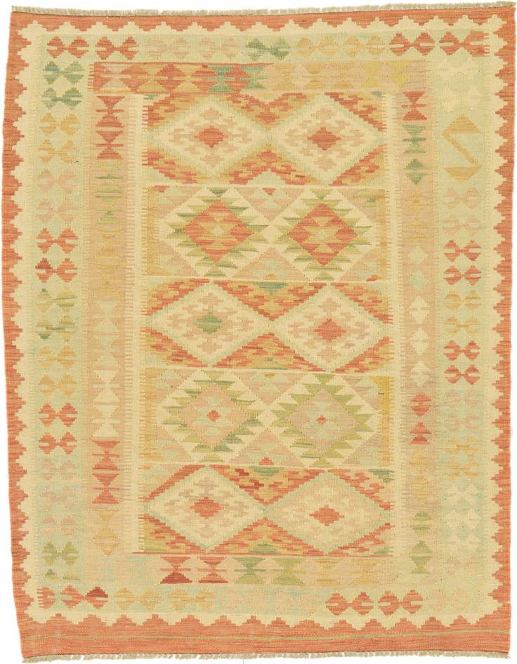 Detail image of 3' 7 x 5' 8 Hand Woven Kilim Waziri Wool Rug