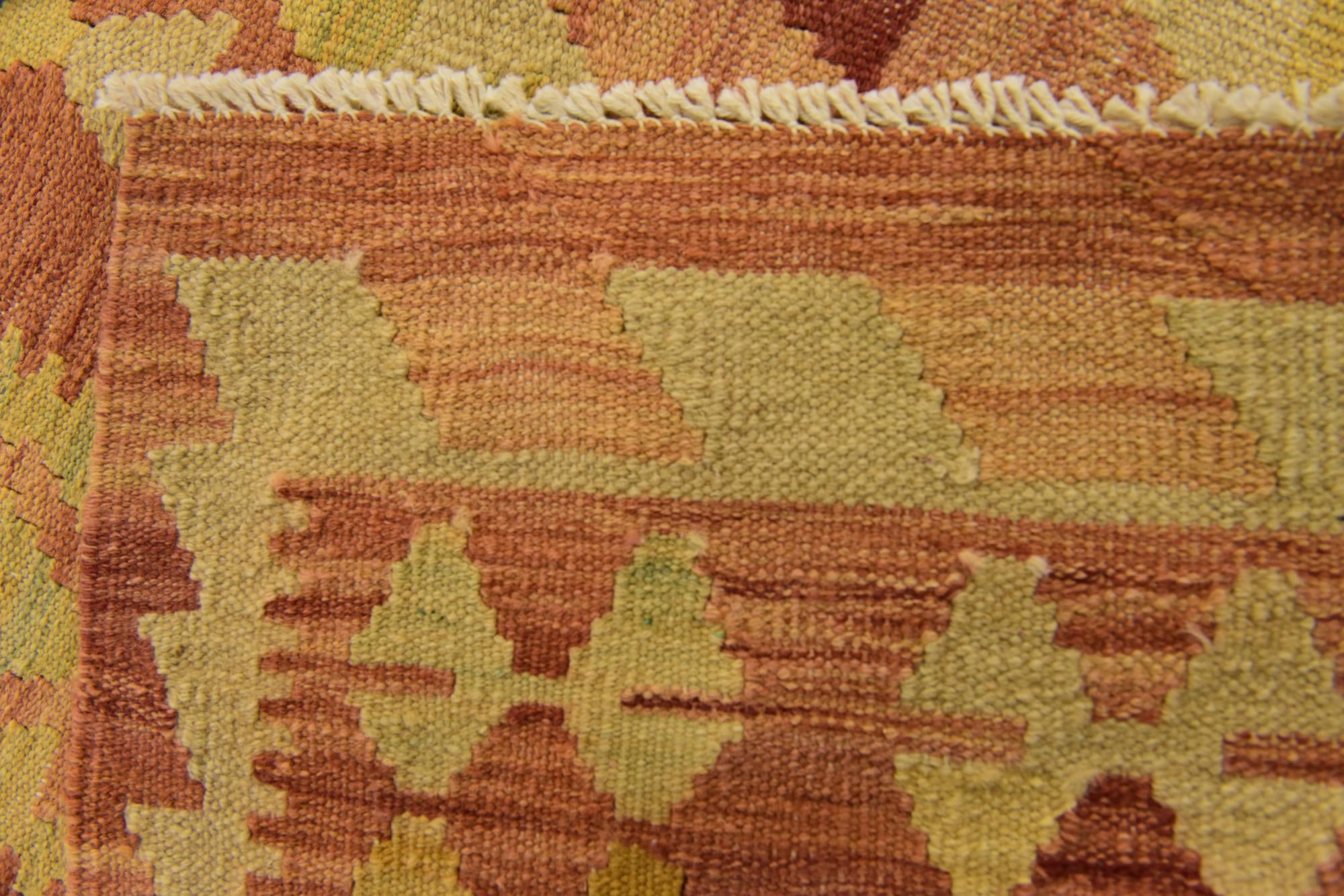 4' 2 x 6' 8 Hand Woven Kilim Waziri Wool Rug