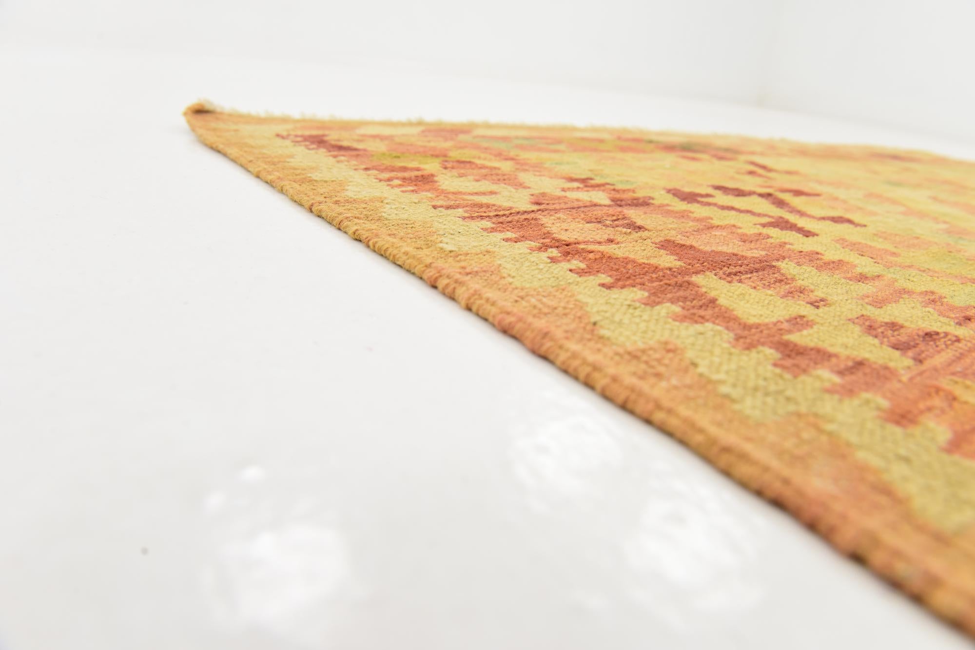 4' 2 x 6' 8 Hand Woven Kilim Waziri Wool Rug
