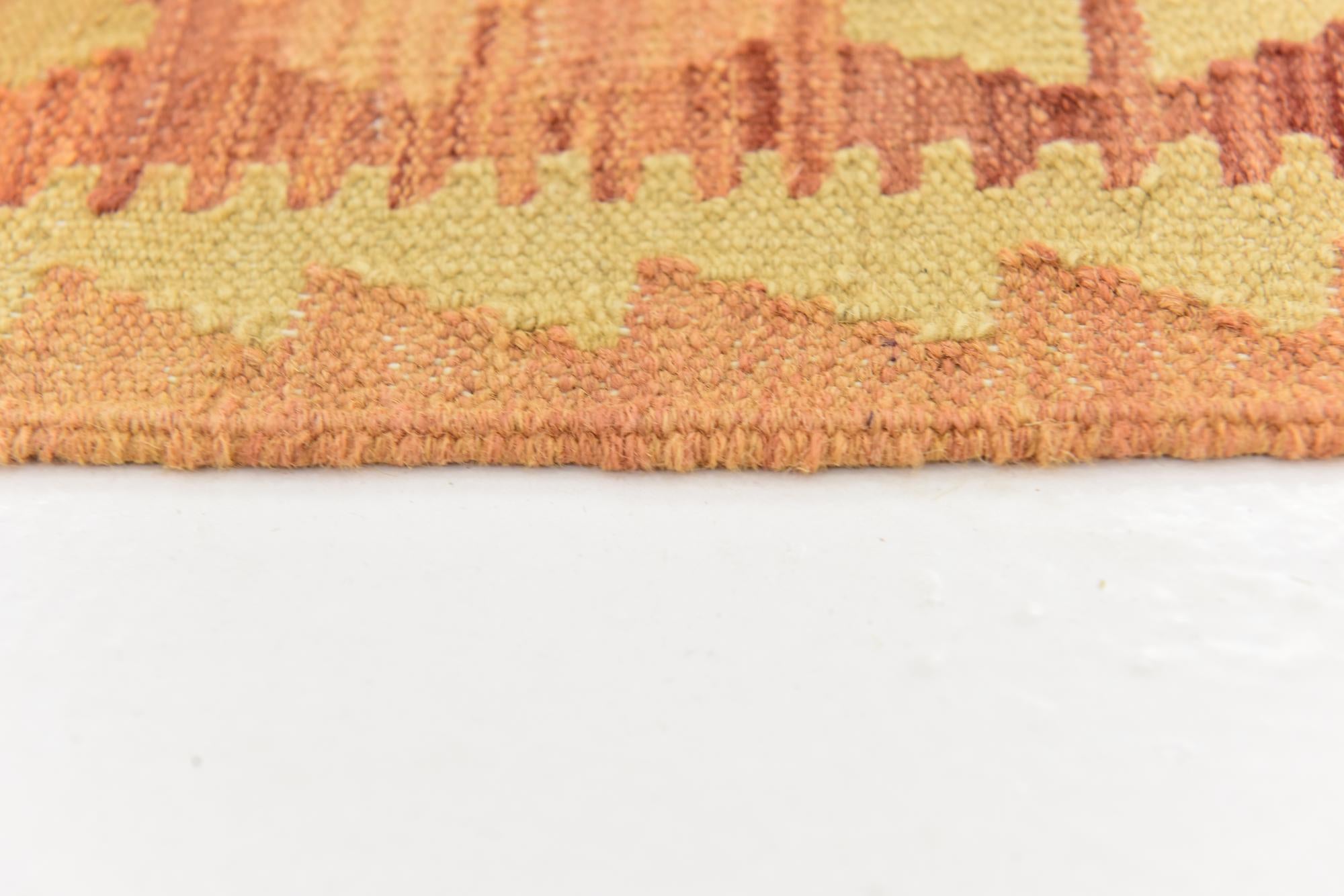 4' 2 x 6' 8 Hand Woven Kilim Waziri Wool Rug