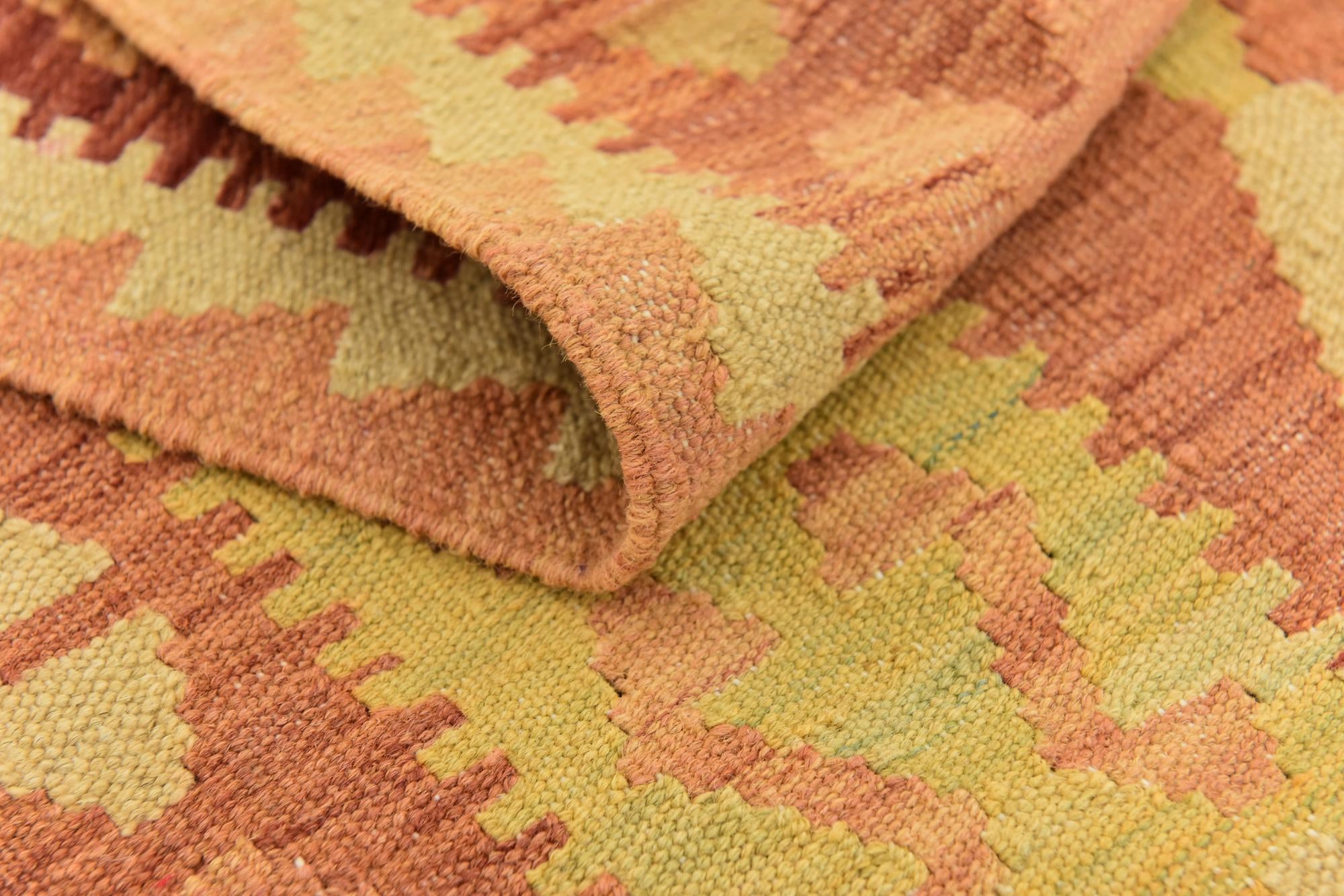 4' 2 x 6' 8 Hand Woven Kilim Waziri Wool Rug