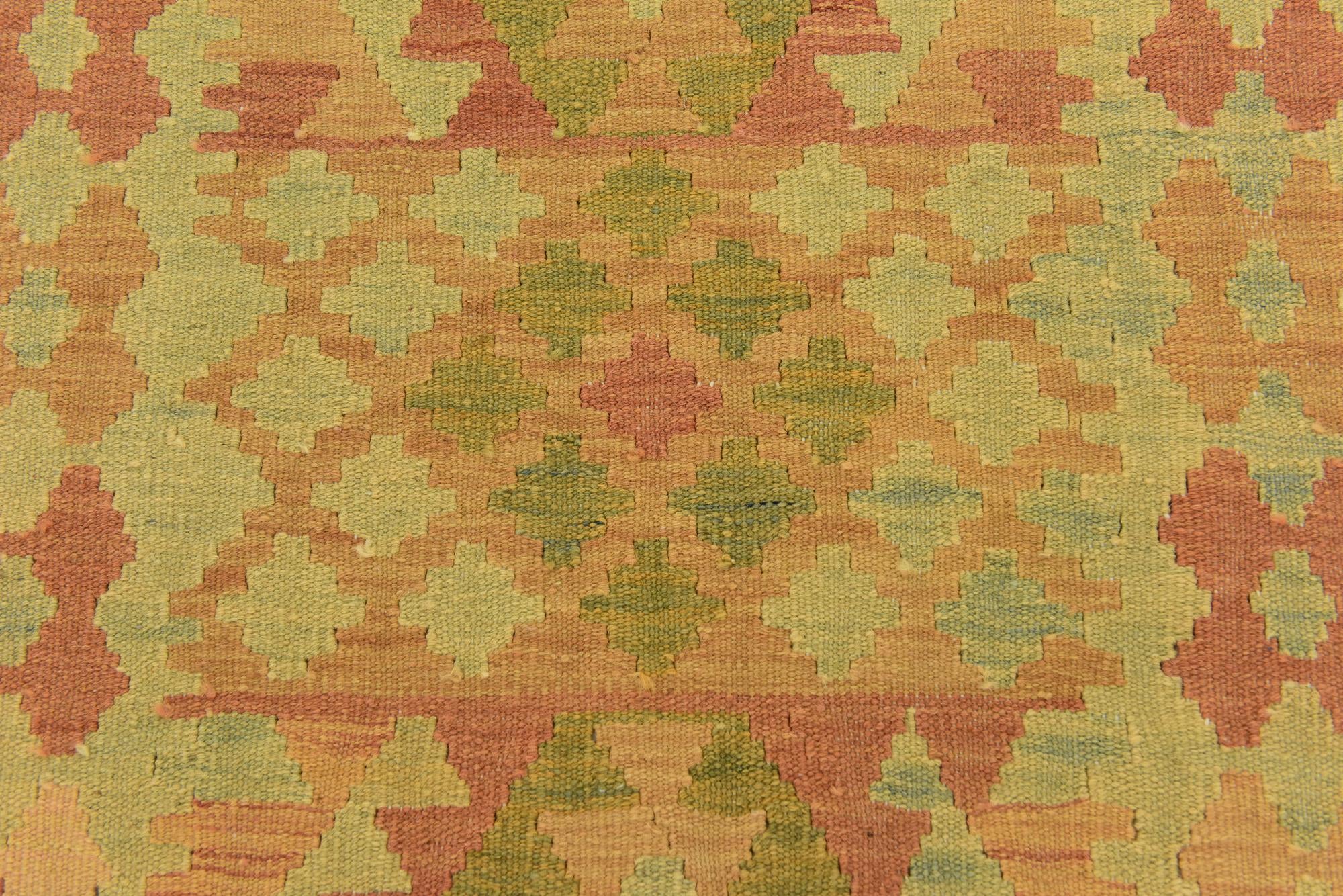2' 7 x 4' 2 Hand Woven Kilim Waziri Wool Rug