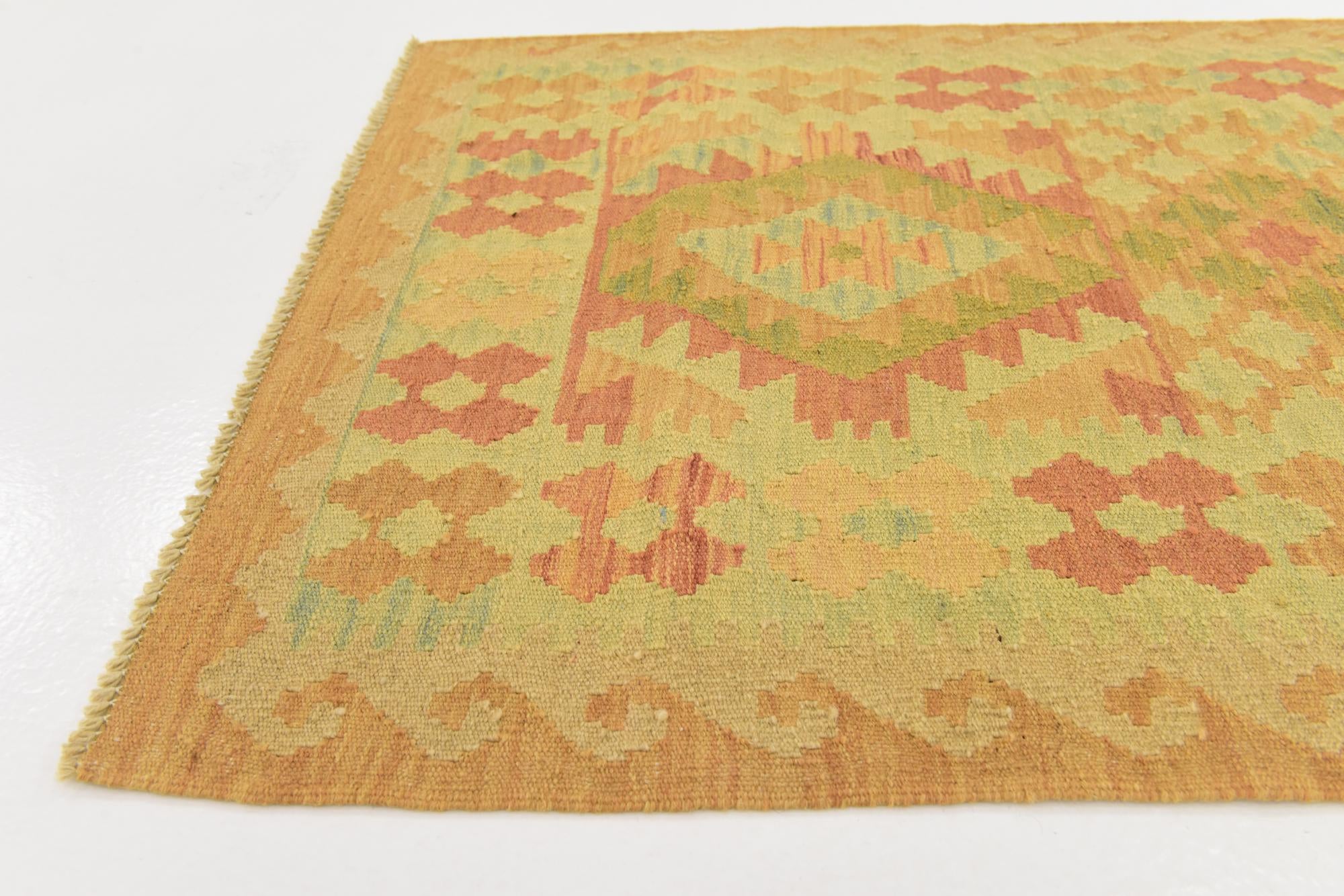 2' 7 x 4' 2 Hand Woven Kilim Waziri Wool Rug