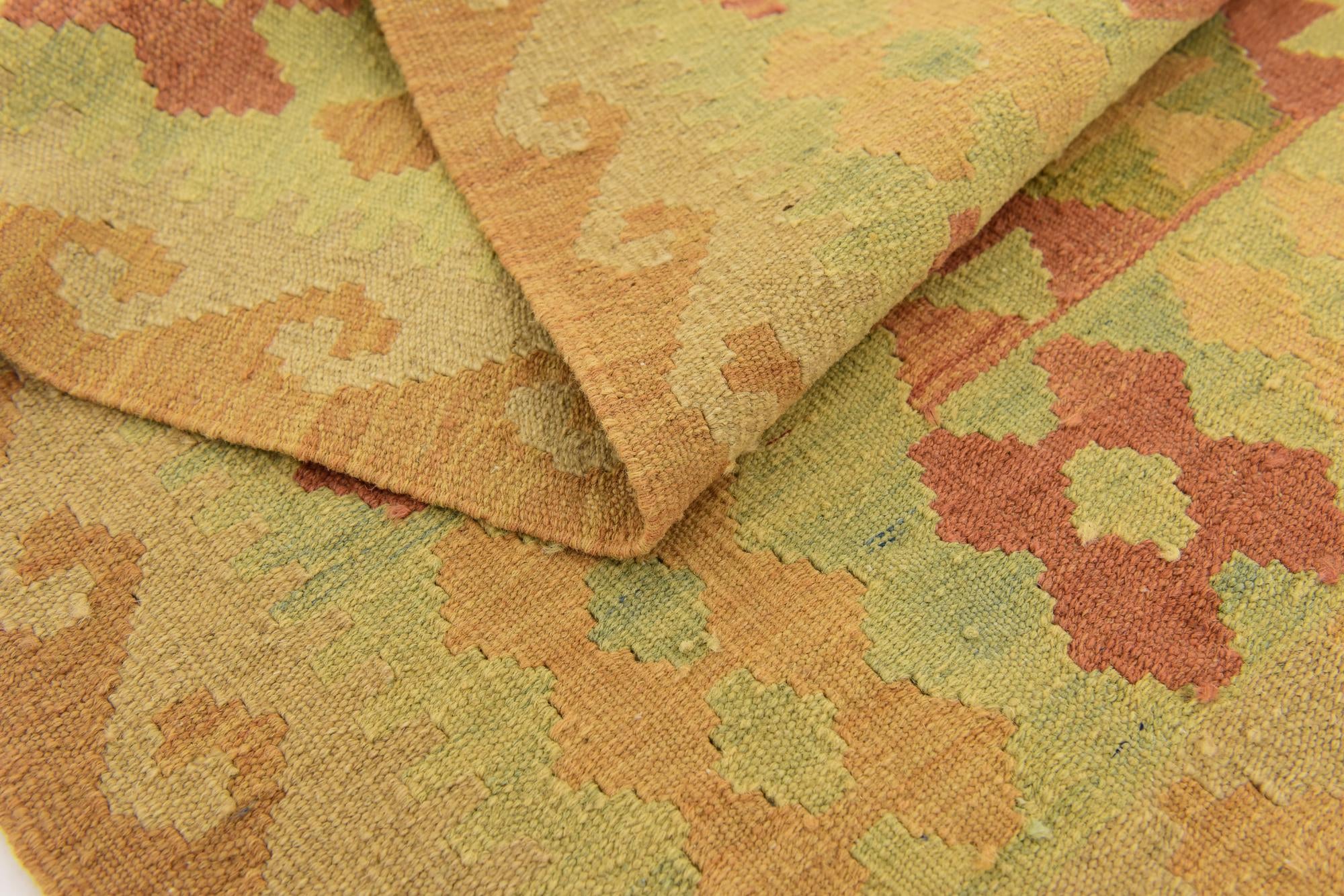 2' 7 x 4' 2 Hand Woven Kilim Waziri Wool Rug