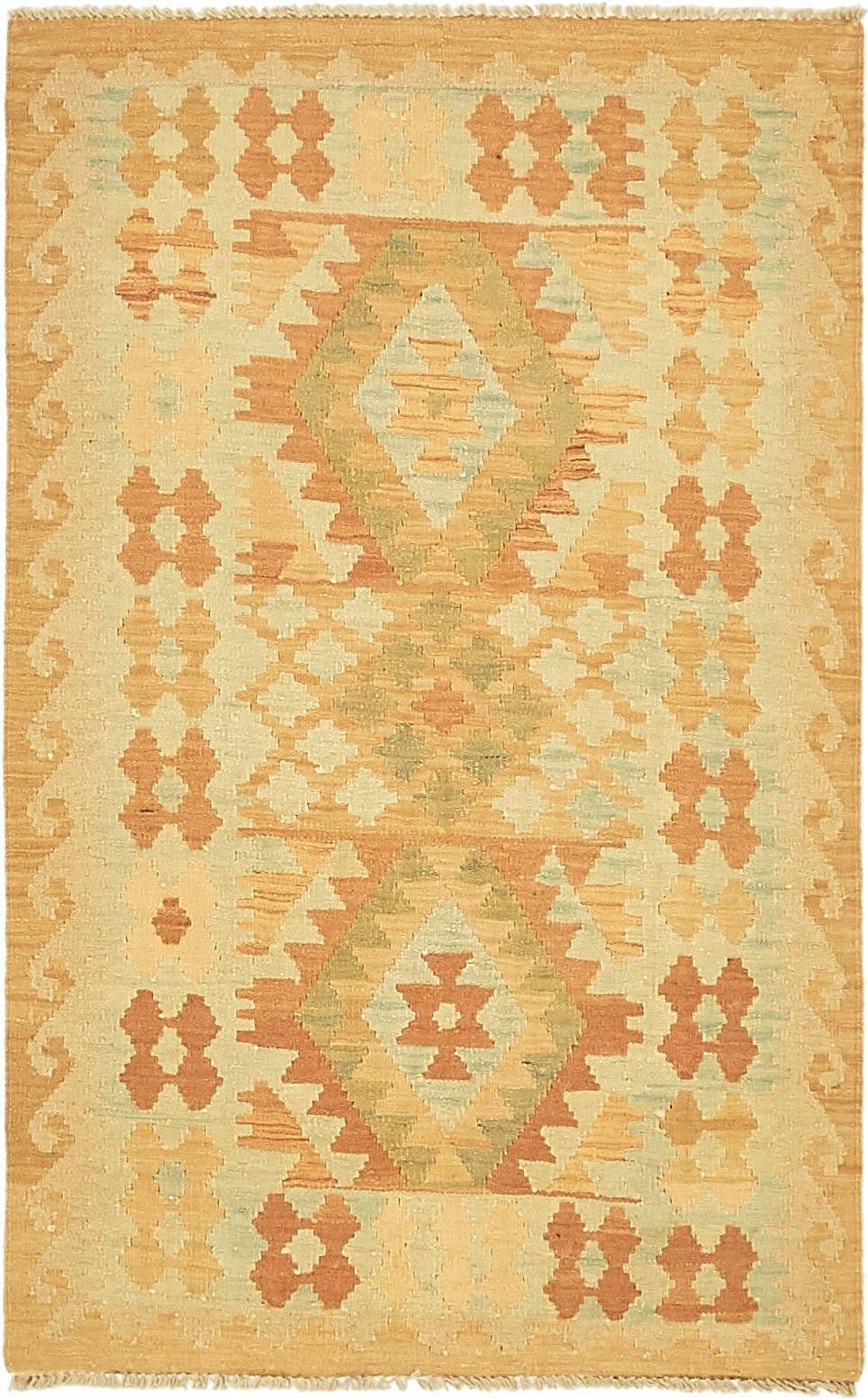 2' 7 x 4' 2 Hand Woven Kilim Waziri Wool Rug