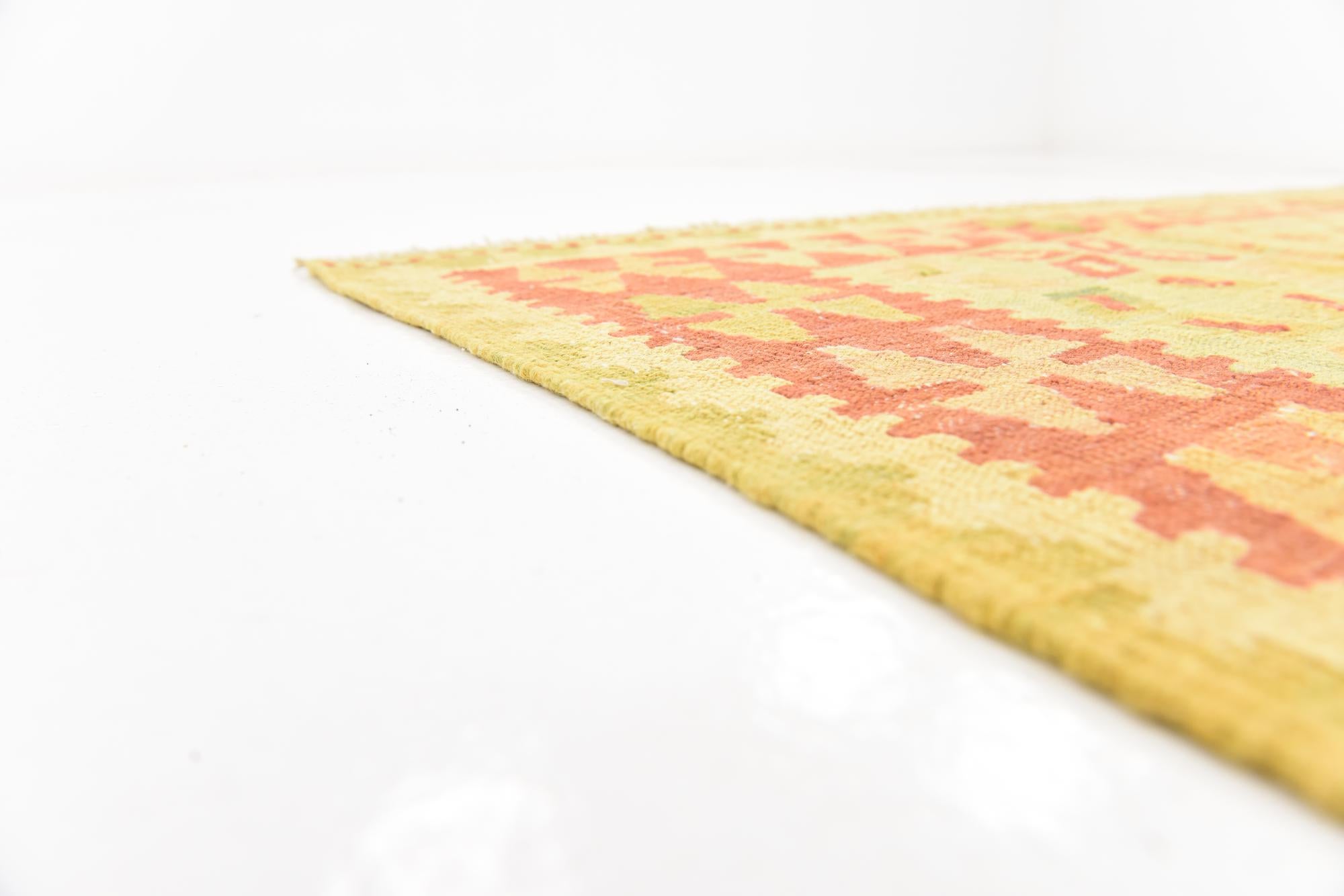 4' 8 x 6' 7 Hand Woven Kilim Waziri Wool Rug