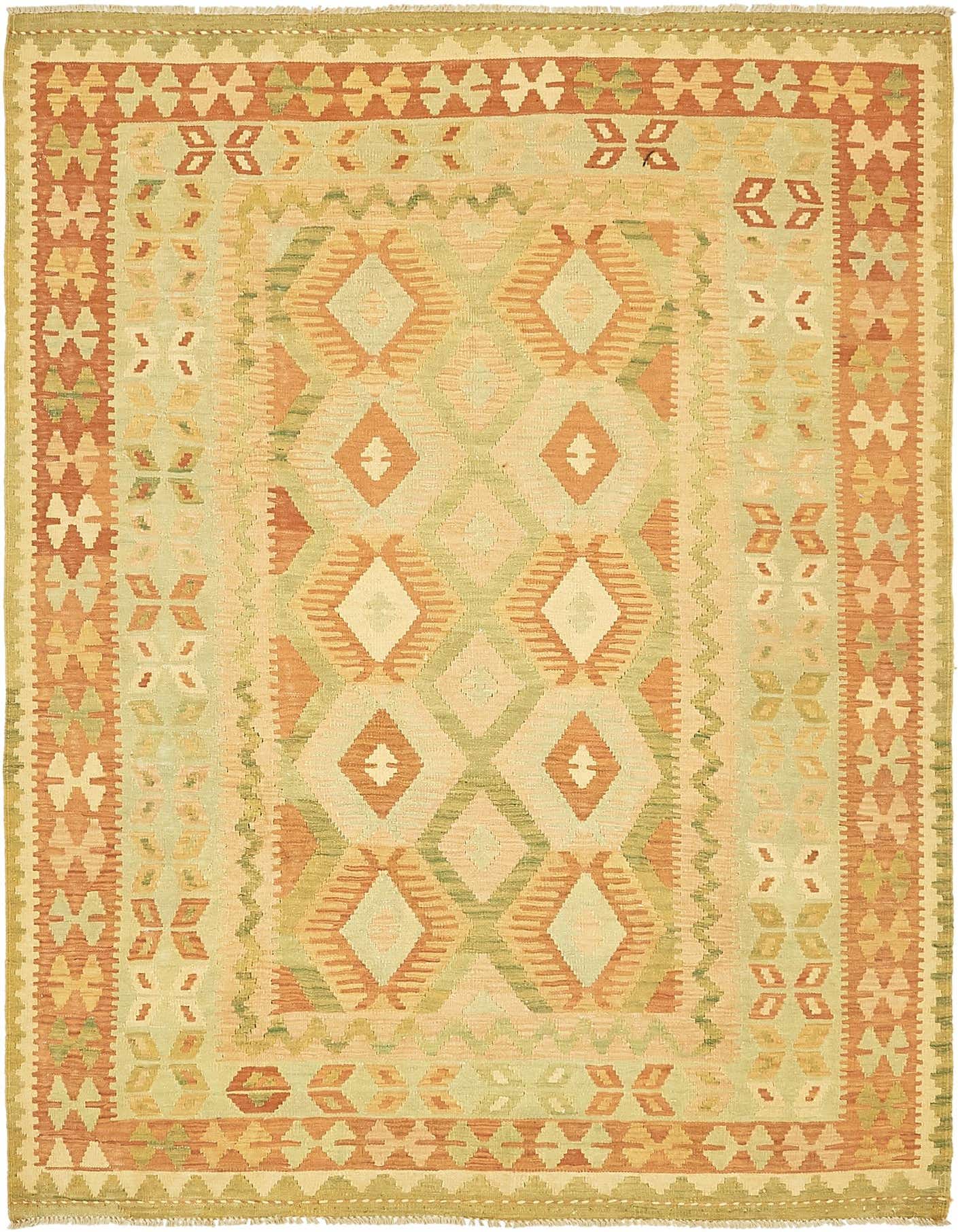 4' 8 x 6' 7 Hand Woven Kilim Waziri Wool Rug