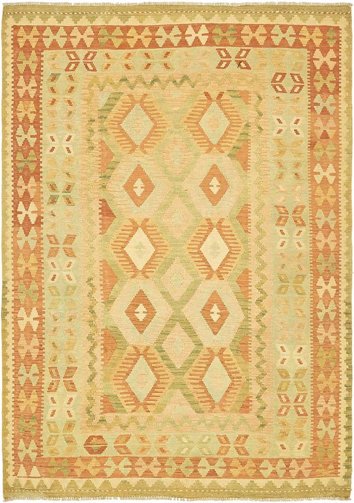 4' 8 x 6' 7 Hand Woven Kilim Waziri Wool Rug