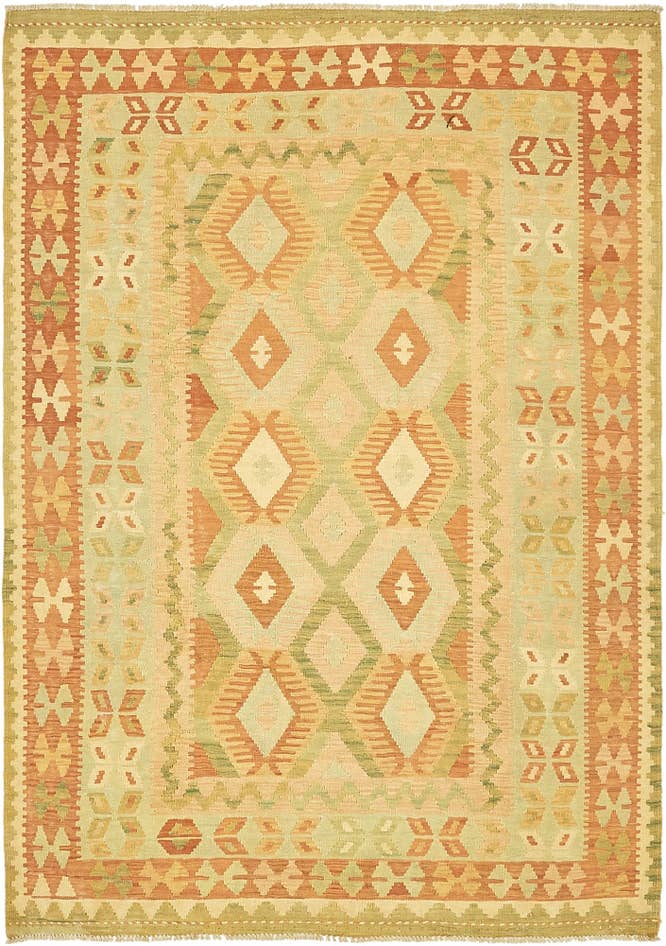 Detail image of 4' 8 x 6' 7 Hand Woven Kilim Waziri Wool Rug