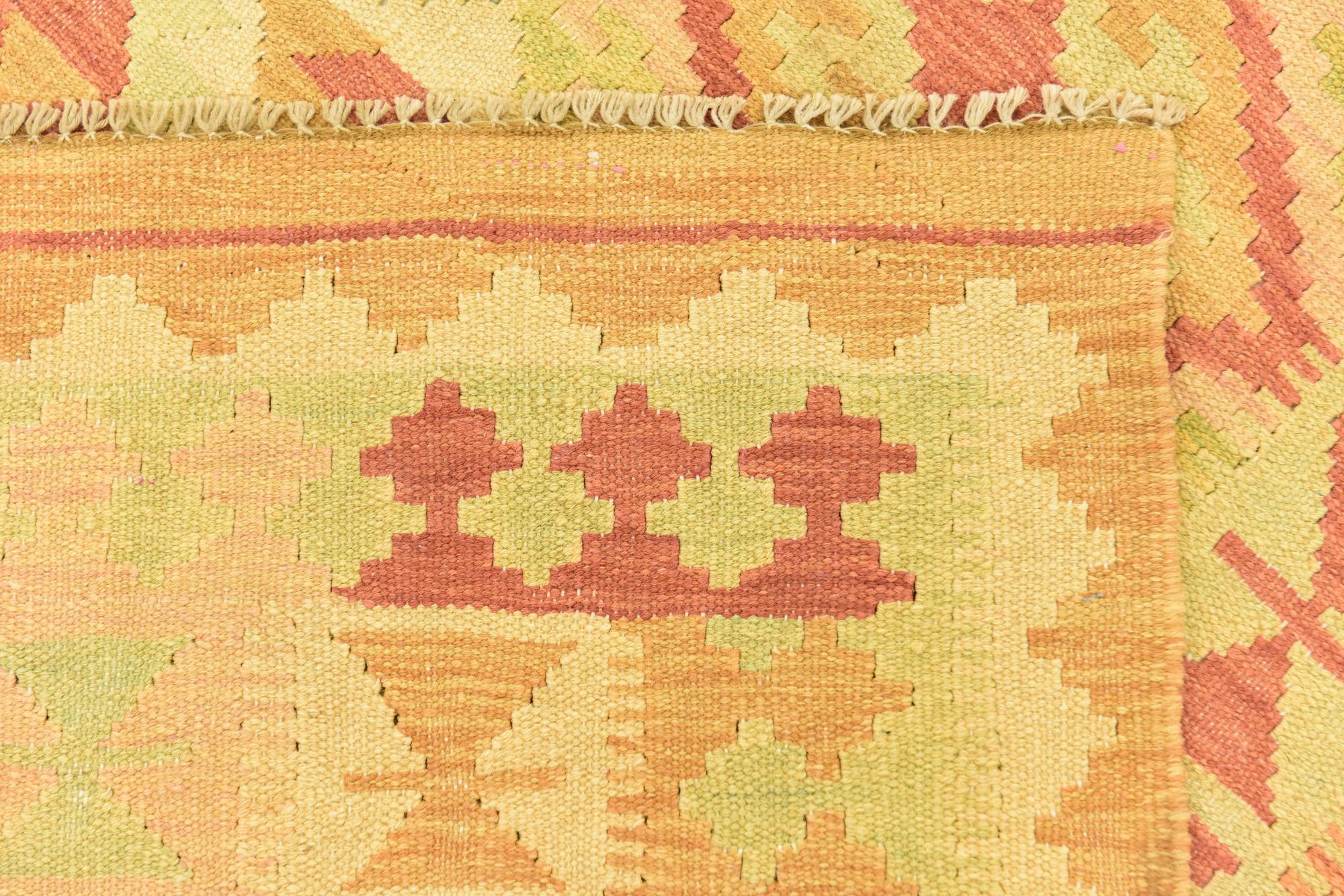 3' 8 x 6' 10 Hand Woven Kilim Waziri Wool Rug