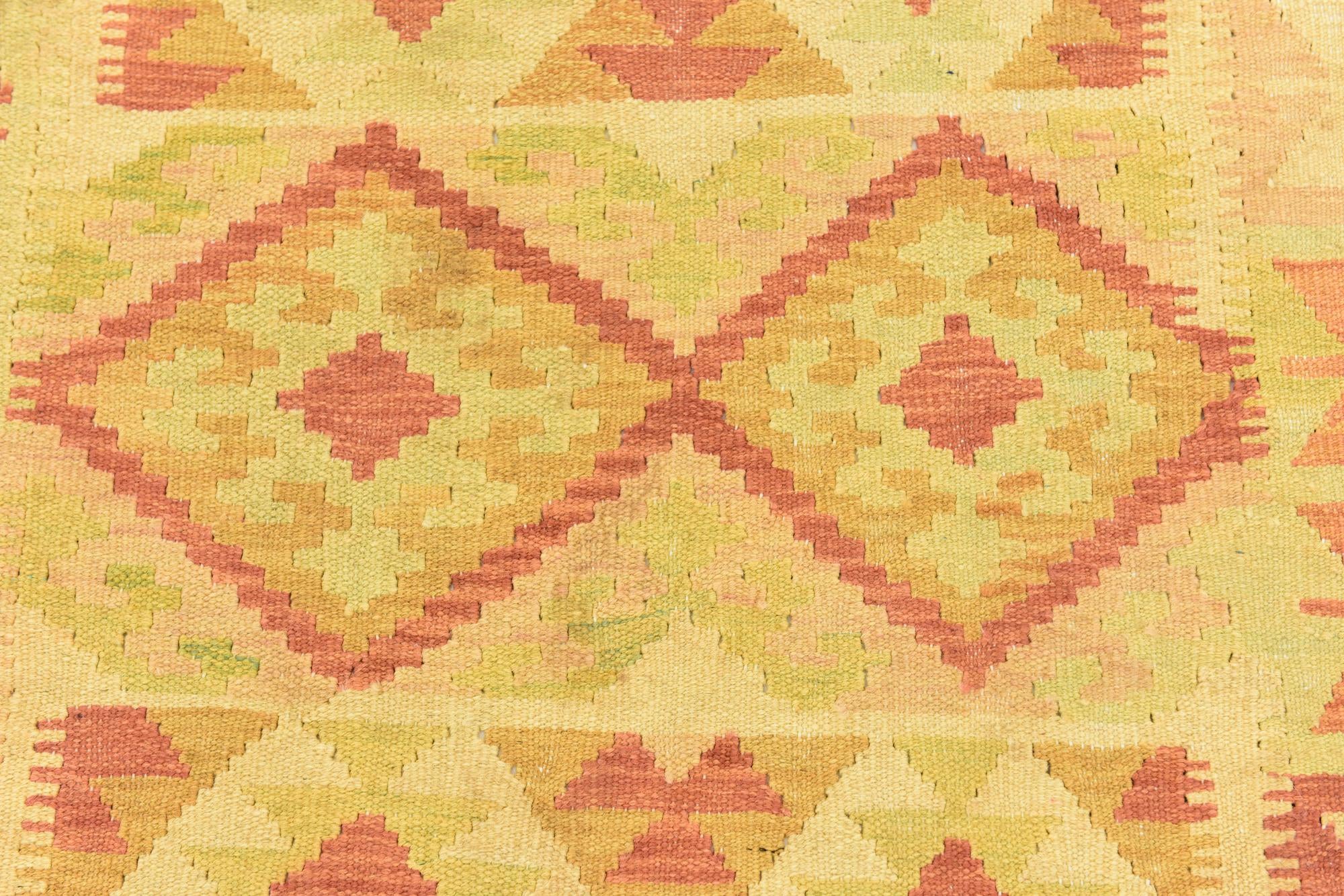 3' 8 x 6' 10 Hand Woven Kilim Waziri Wool Rug