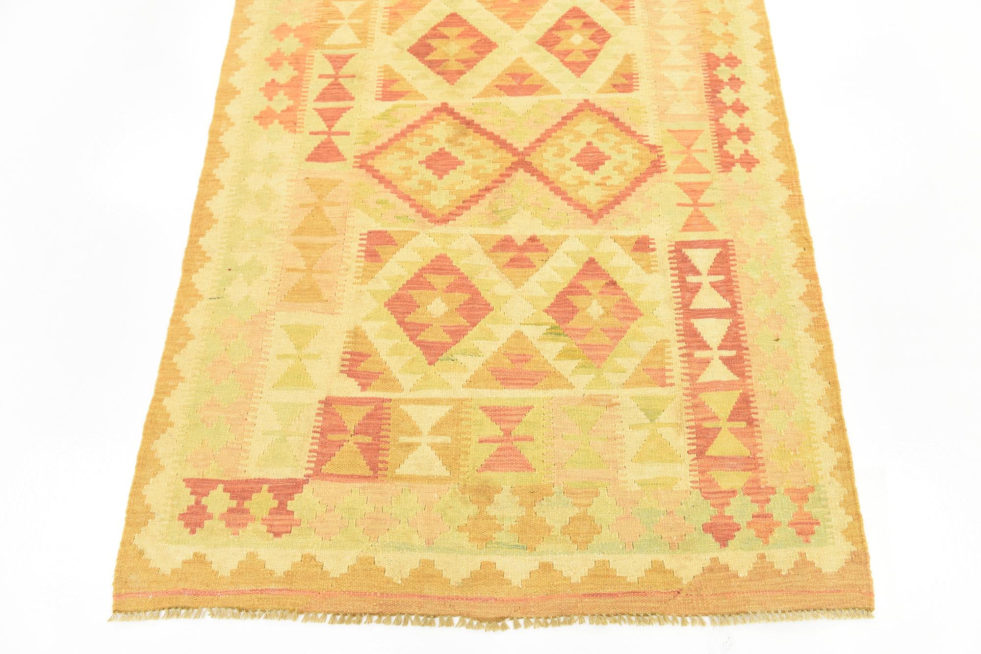 3' 8 x 6' 10 Hand Woven Kilim Waziri Wool Rug